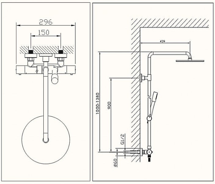 Coluna de duche de design termostática 4011 BASIC