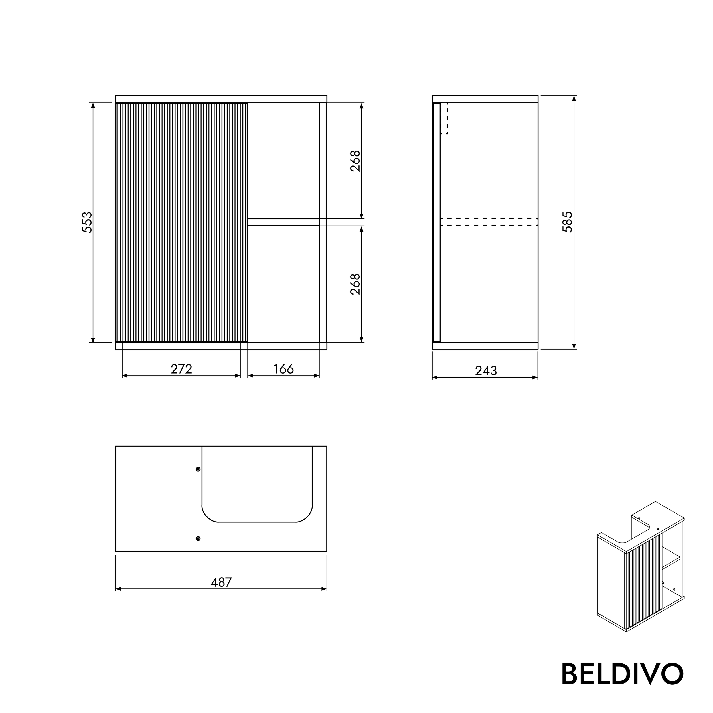 BELDIVO móvel de 50 cm com lavatório branco