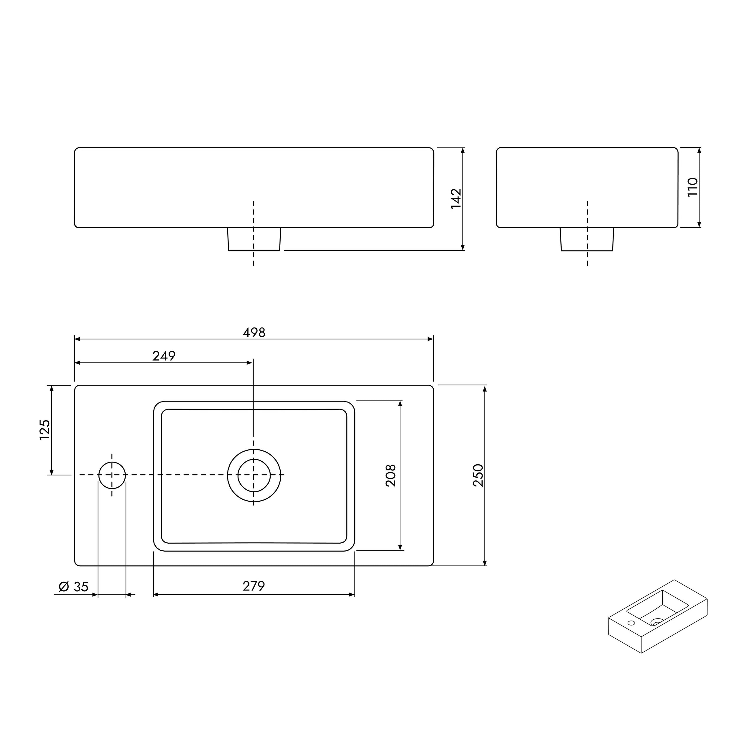 BELDIVO móvel de 50 cm com lavatório branco