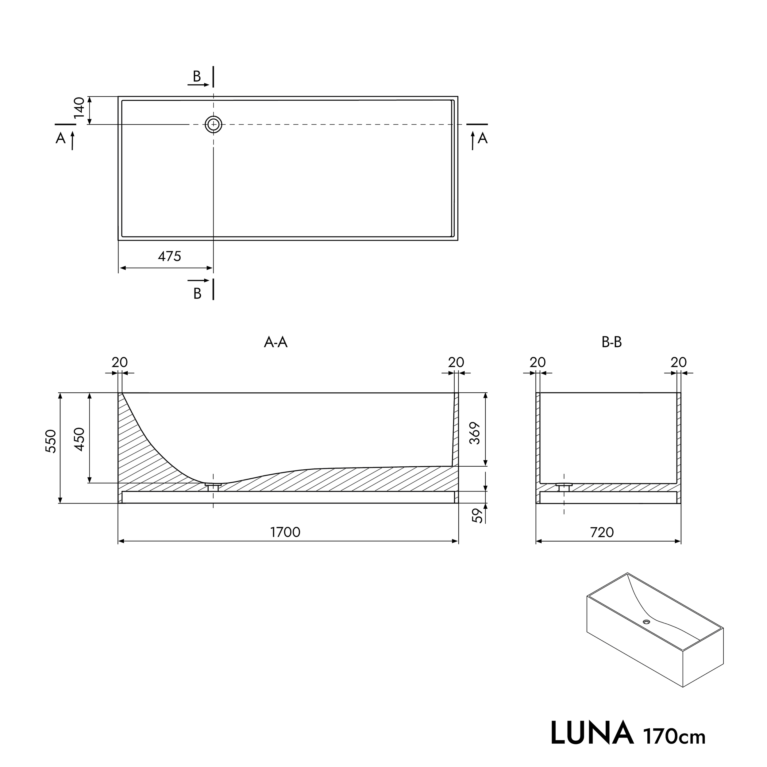 Banheira independente LUNA STONE
