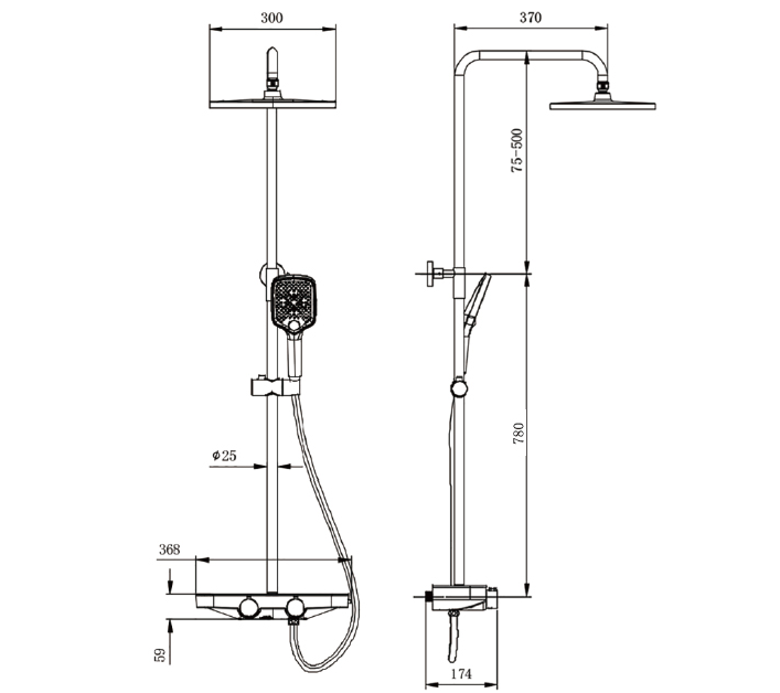 Sistema de duche Termostato BS371