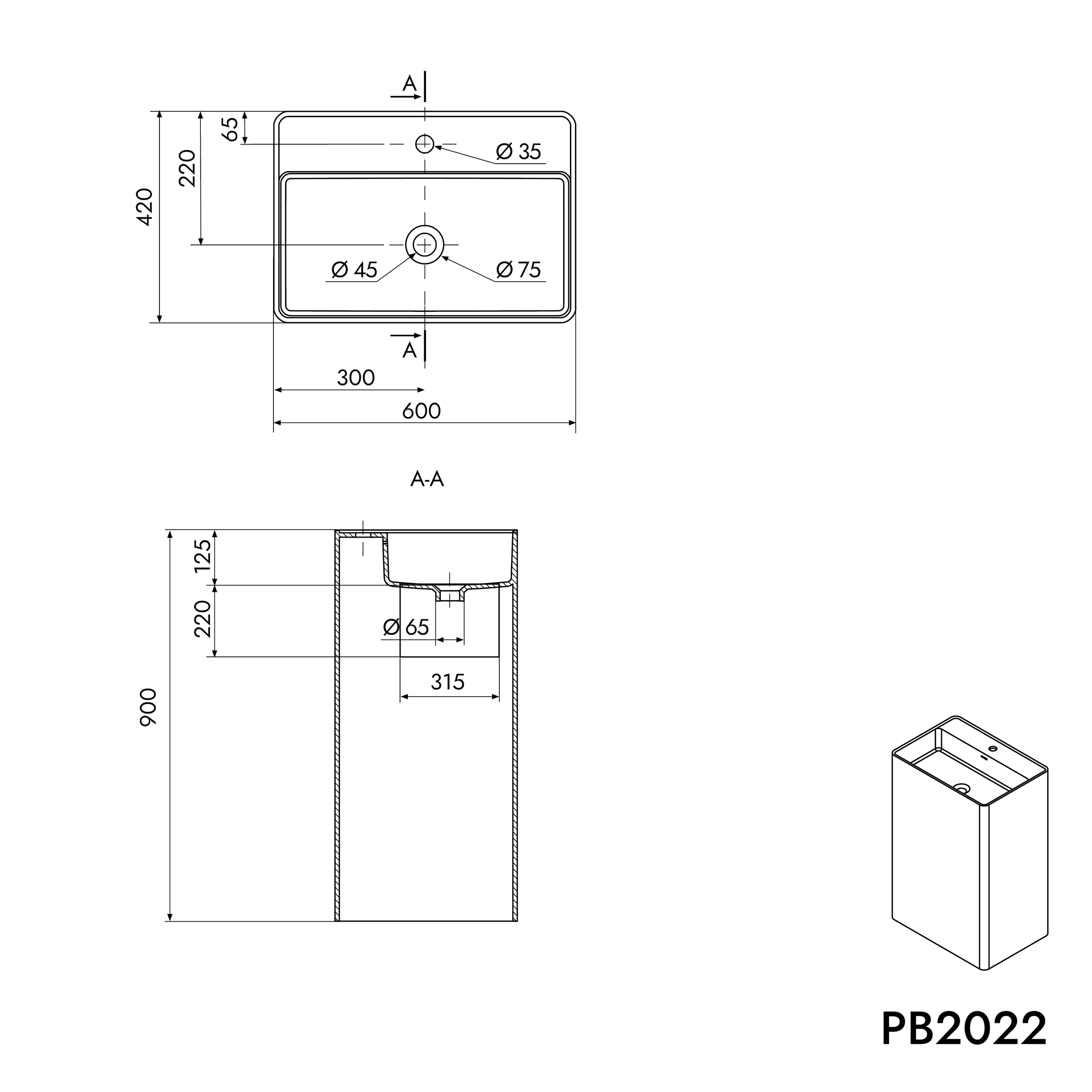 Lavatório independente PB2022
