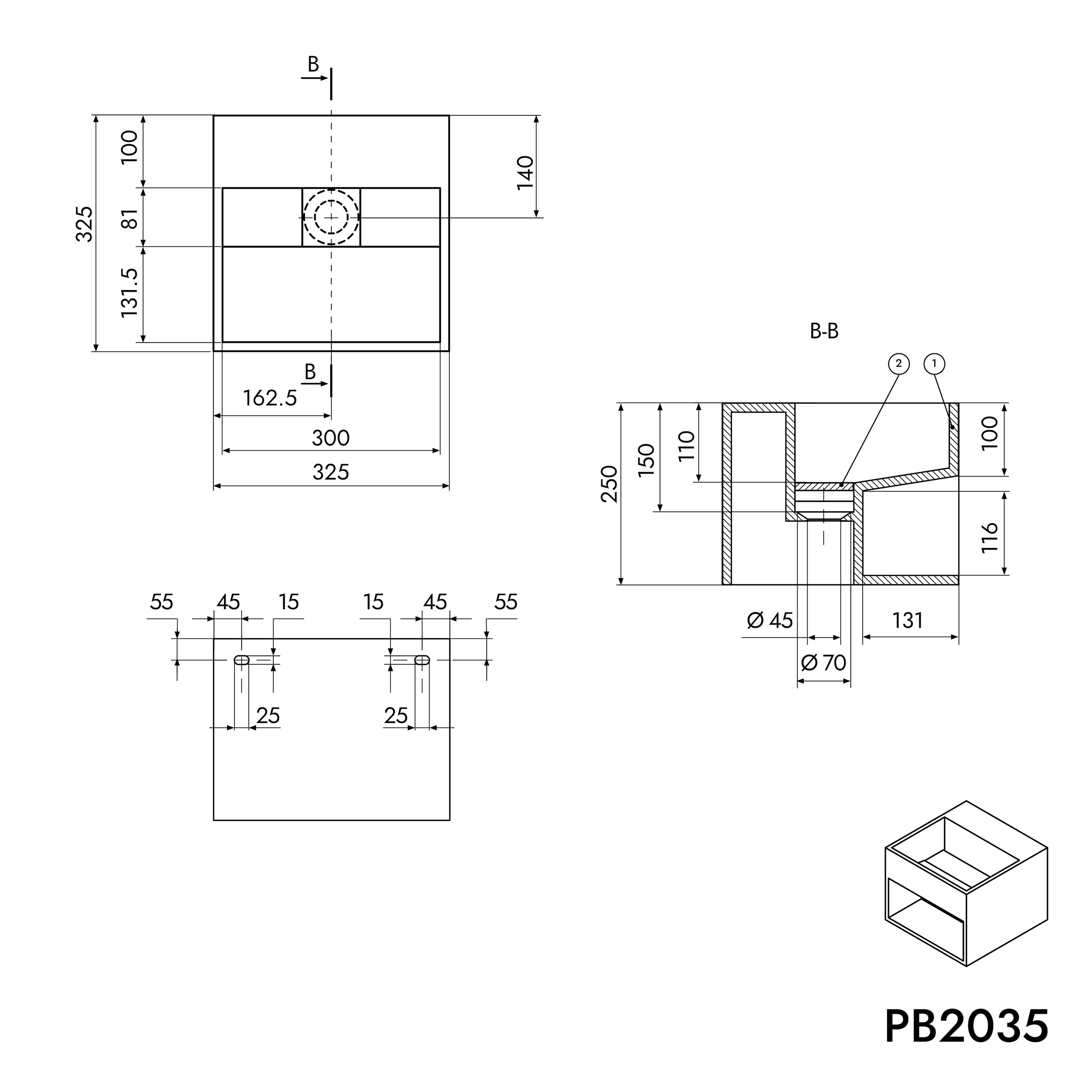 Lavatório de parede PB2035