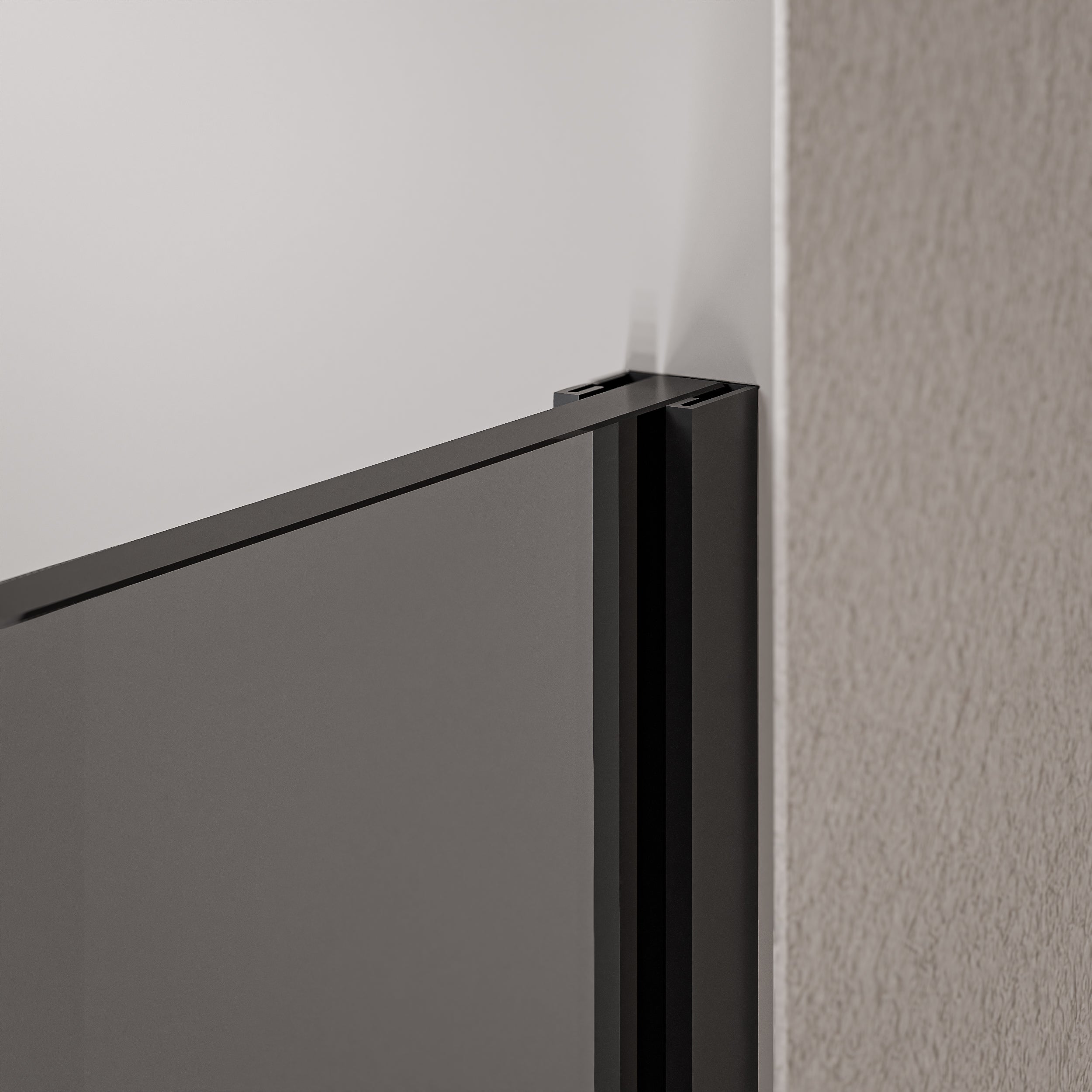 Cabina de duche Walk-in 10mm nano grey glass EX102 - 1 parede de vidro perfil em aço inoxidável preto mate - largura selecionável