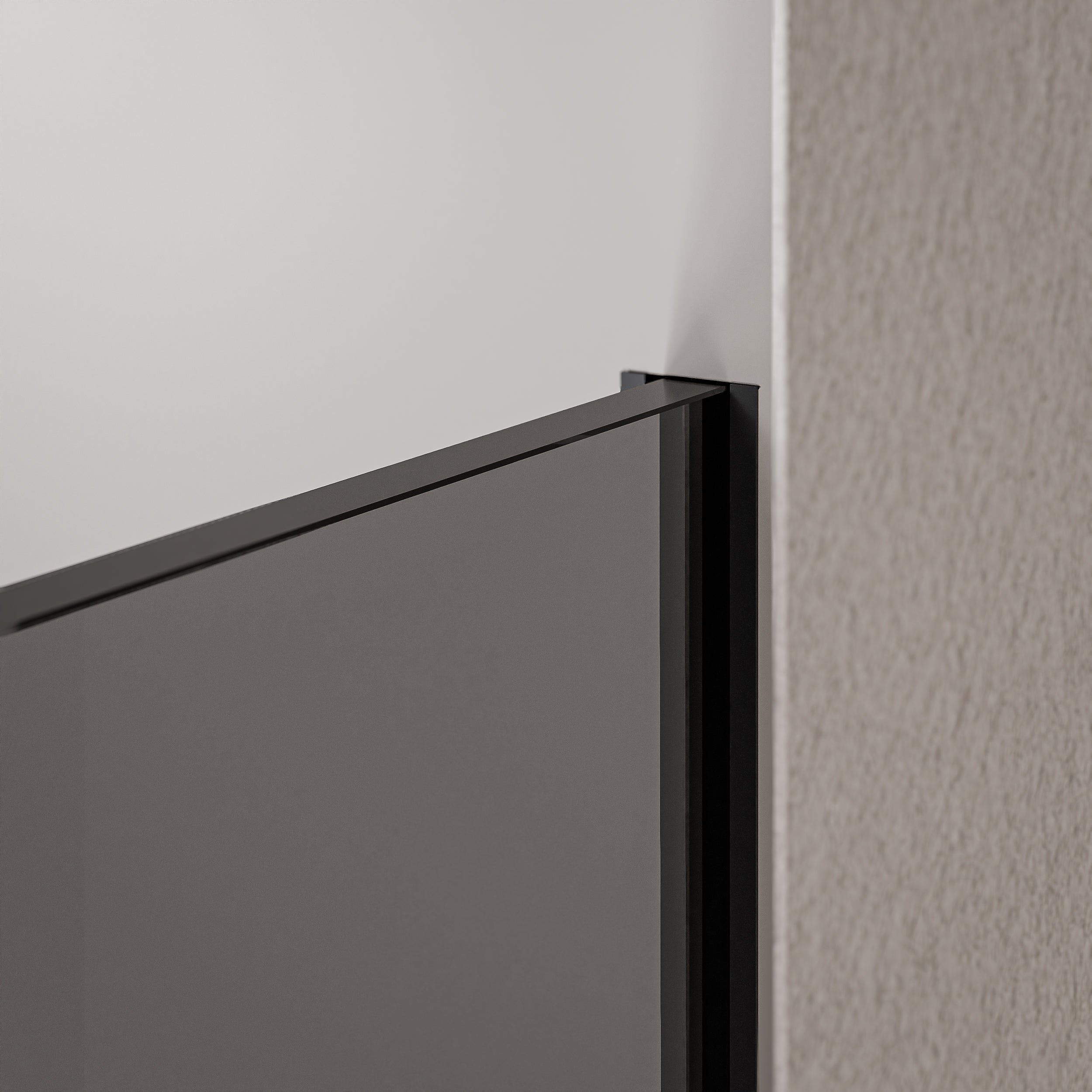 Cabina de duche Walk-in 10mm nano grey glass EX102 - 1 parede de vidro perfil em aço inoxidável preto mate - largura selecionável