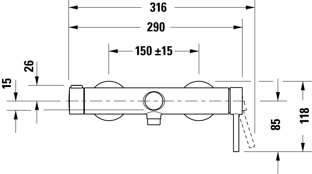 Misturador de banheira de parede de uma alavanca Duravit Circle