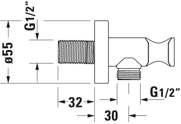 Duravit Universal curva de parede com suporte para chuveiro