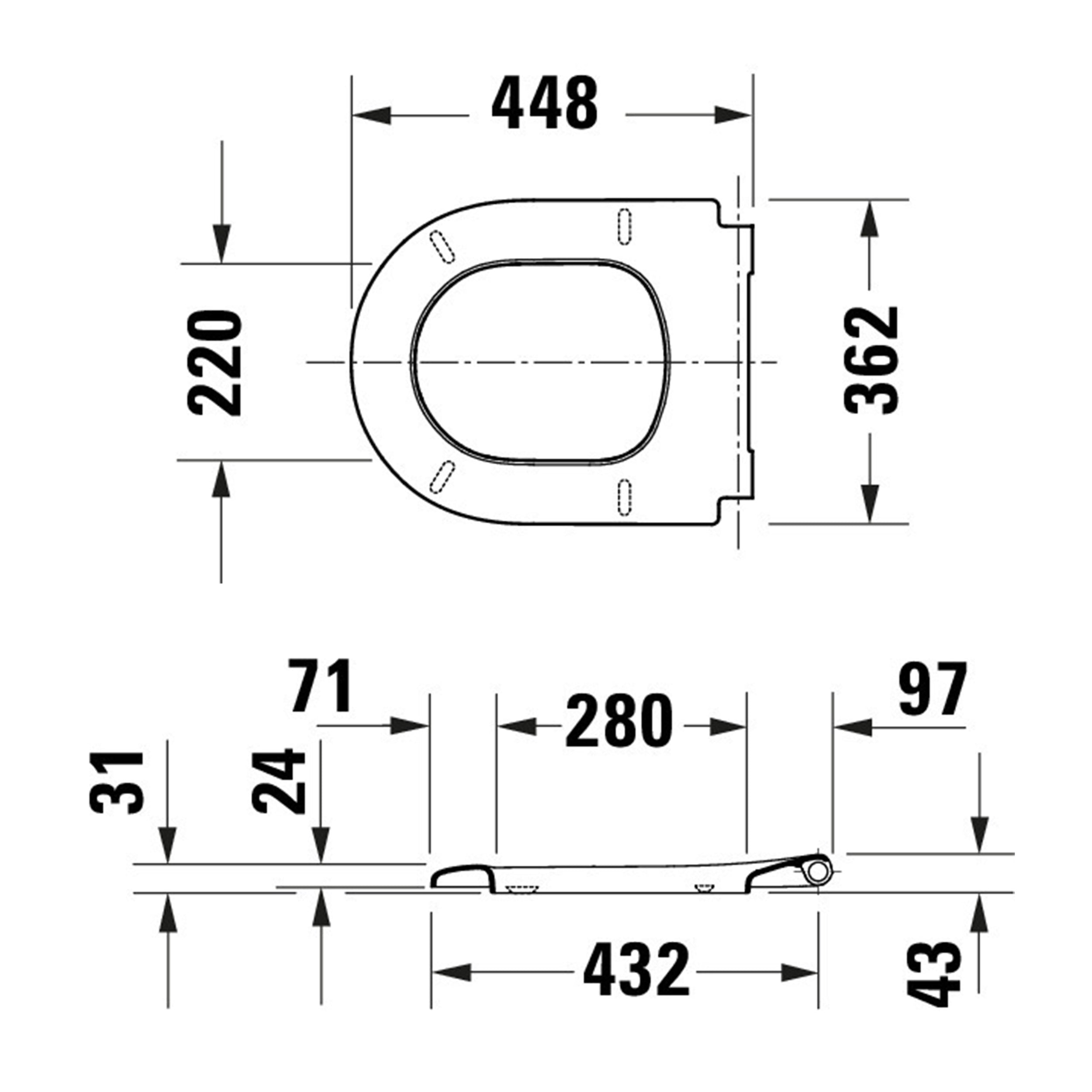 Assento sanitário universal Duravit Univavo com fechamento suave, redondo