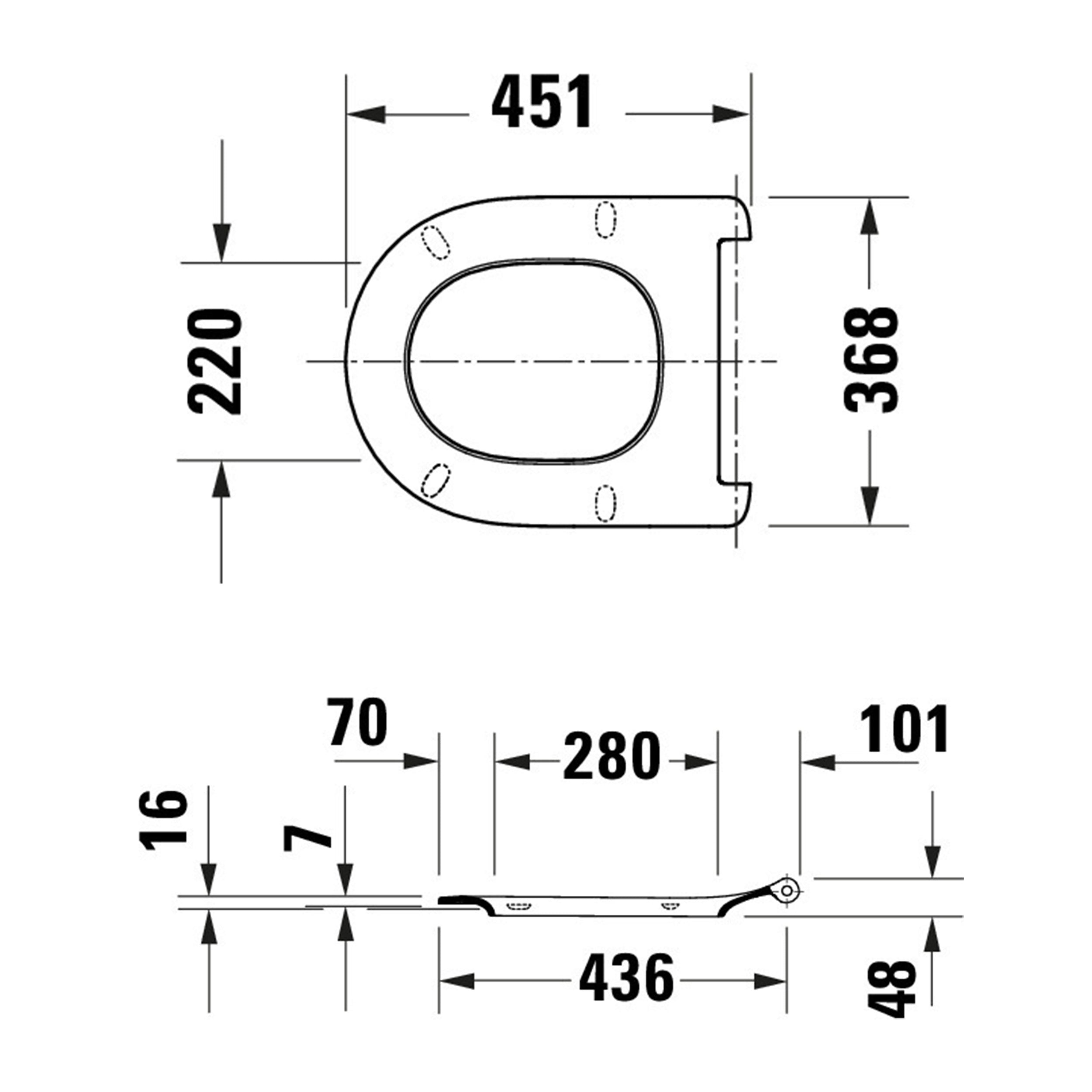 Assento de WC Universal Duravit Univavo com fechamento suave, redondo
