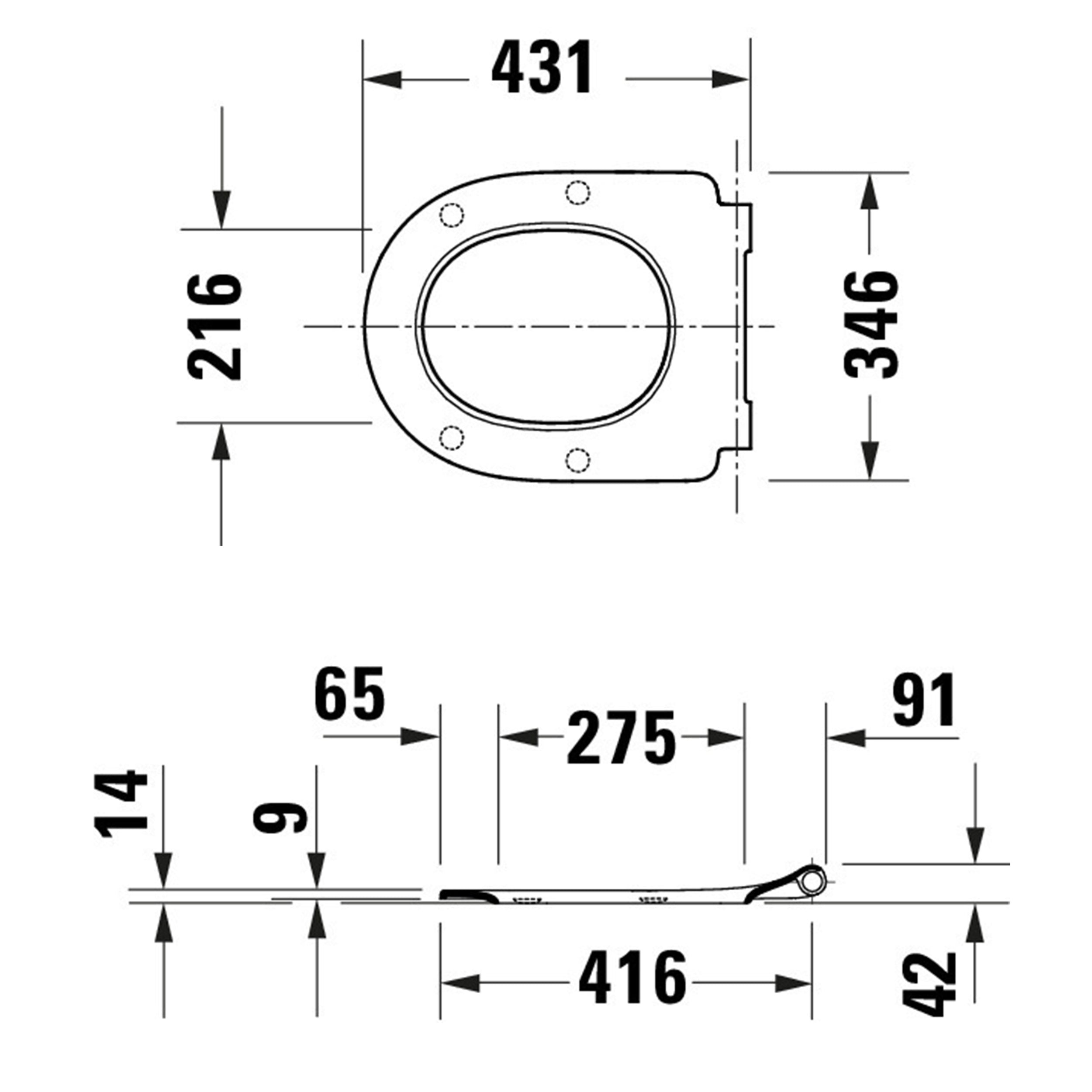Assento sanitário universal Duravit Univavo com fechamento suave, oval