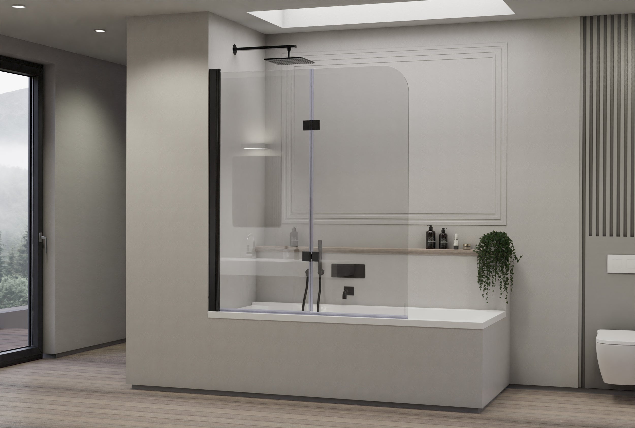 Chuveiro Nano vidro real 6mm NT209 - 120 x 140 cm - cor do perfil seleccionável