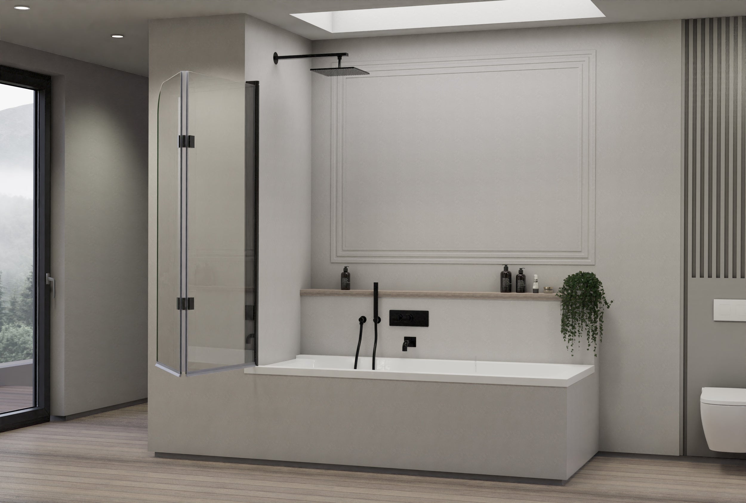 Chuveiro Nano vidro real 6mm NT209 - 120 x 140 cm - cor do perfil seleccionável