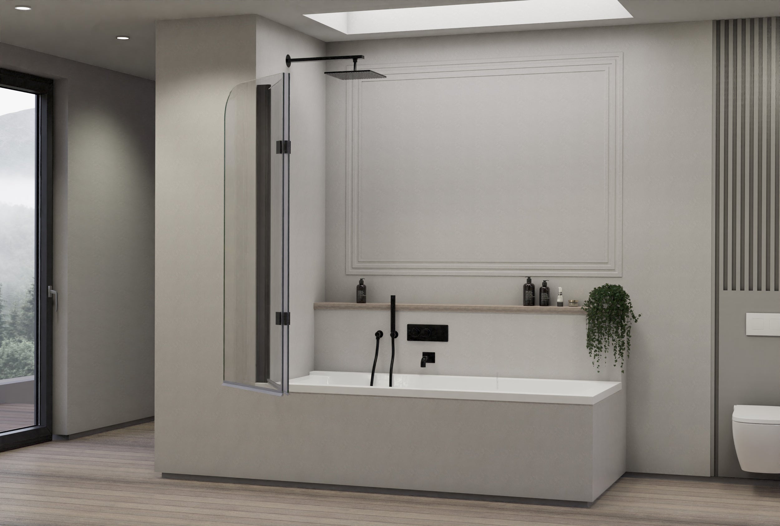 Chuveiro Nano vidro real 6mm NT209 - 120 x 140 cm - cor do perfil seleccionável