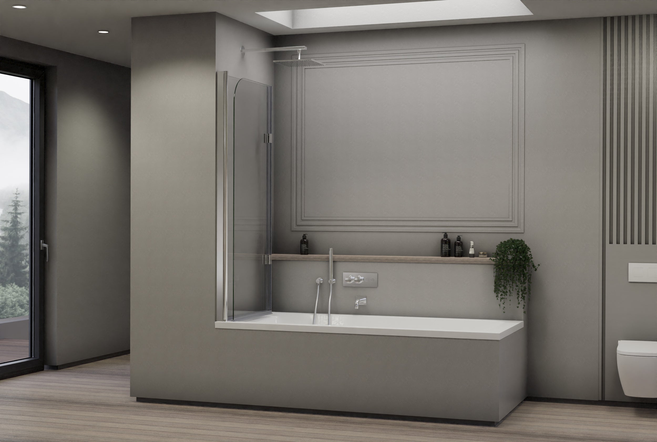 Chuveiro Nano vidro real 6mm NT209 - 120 x 140 cm - cor do perfil seleccionável