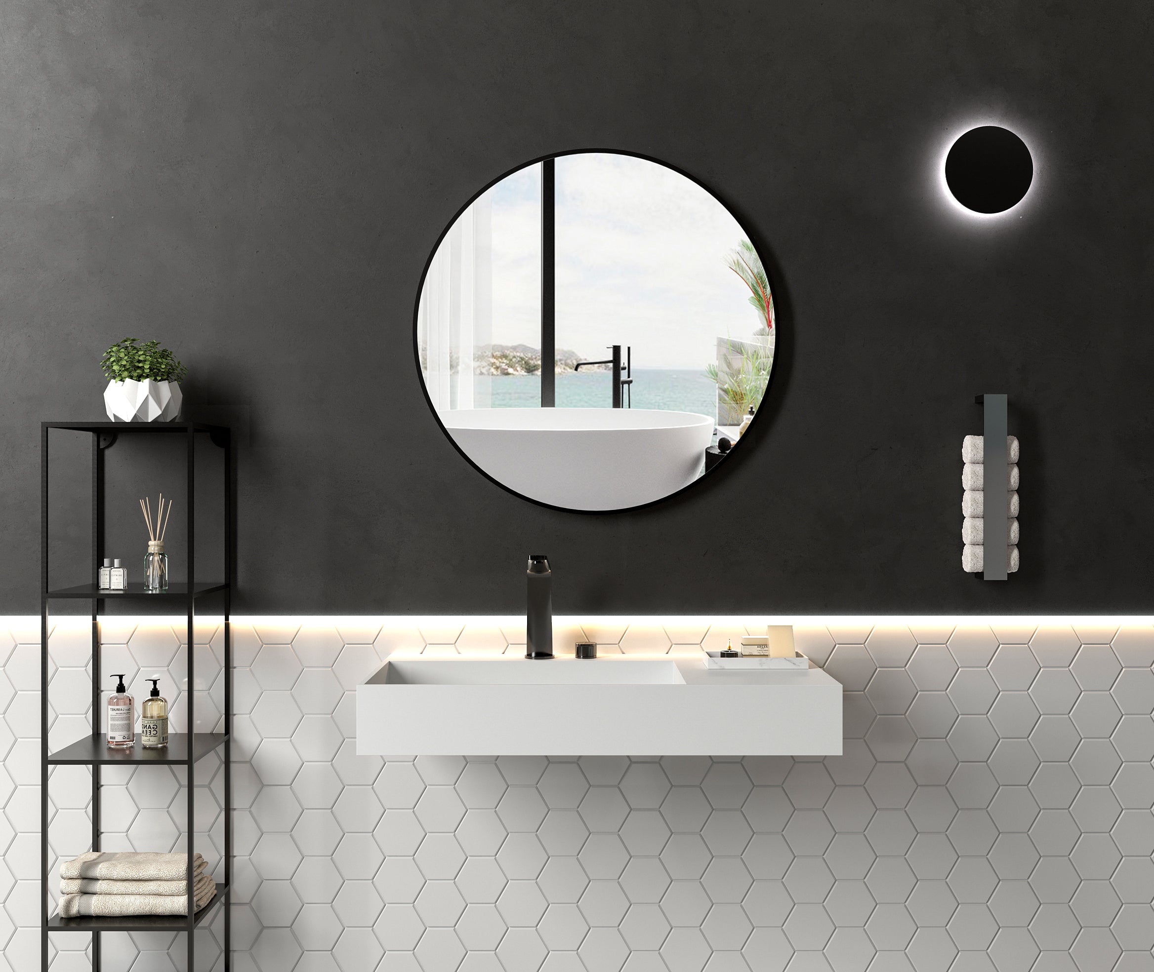 PB2015 lavatório de parede em fundição mineral