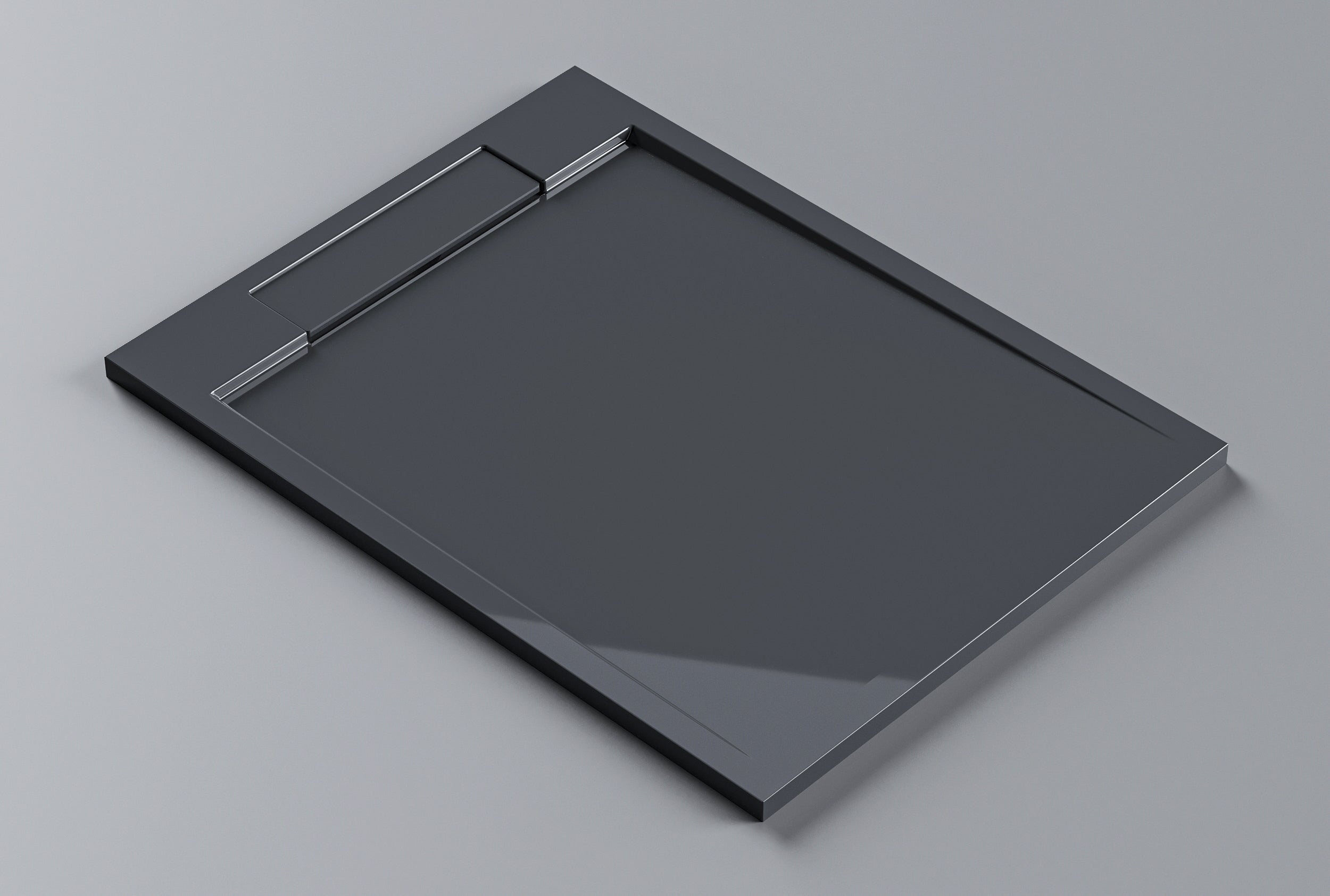 Bandeja de duche em mineral fundido (pedra sólida) M2290CG / PB3085GG - 120 x 90 x 3,5 cm - cinzento brilhante