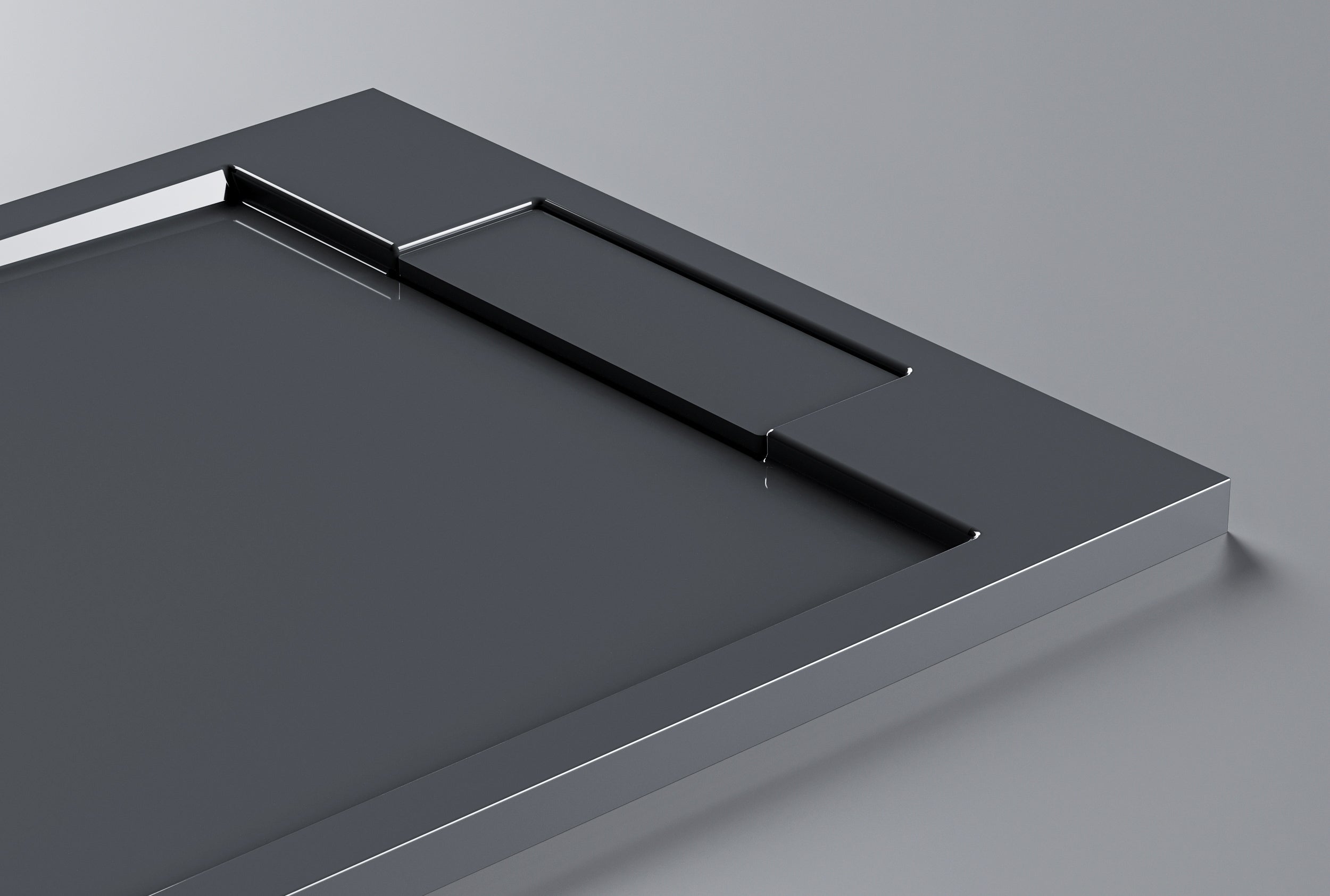 Bandeja de duche em mineral fundido (pedra sólida) M2290CG / PB3085GG - 120 x 90 x 3,5 cm - cinzento brilhante