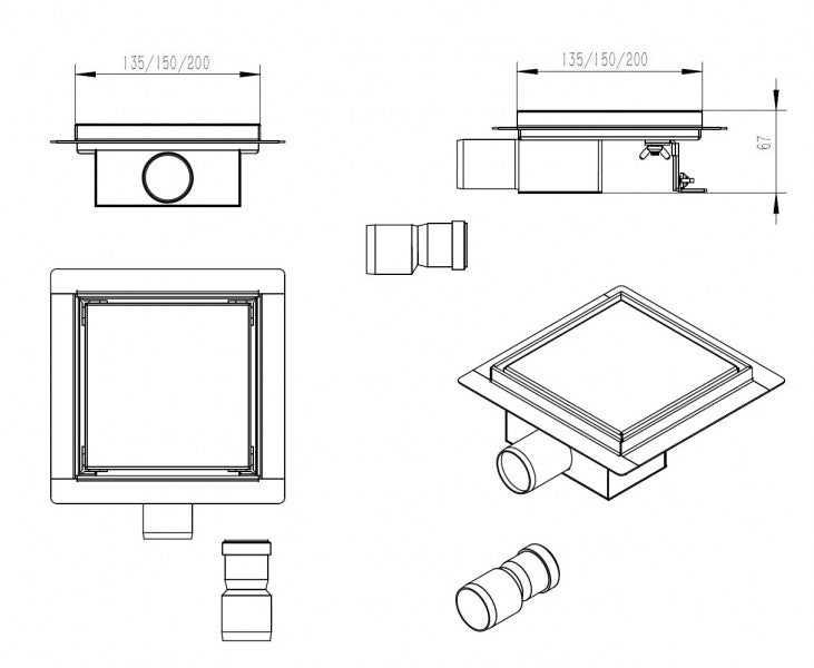 Canaleta de duche em aço inoxidável S8