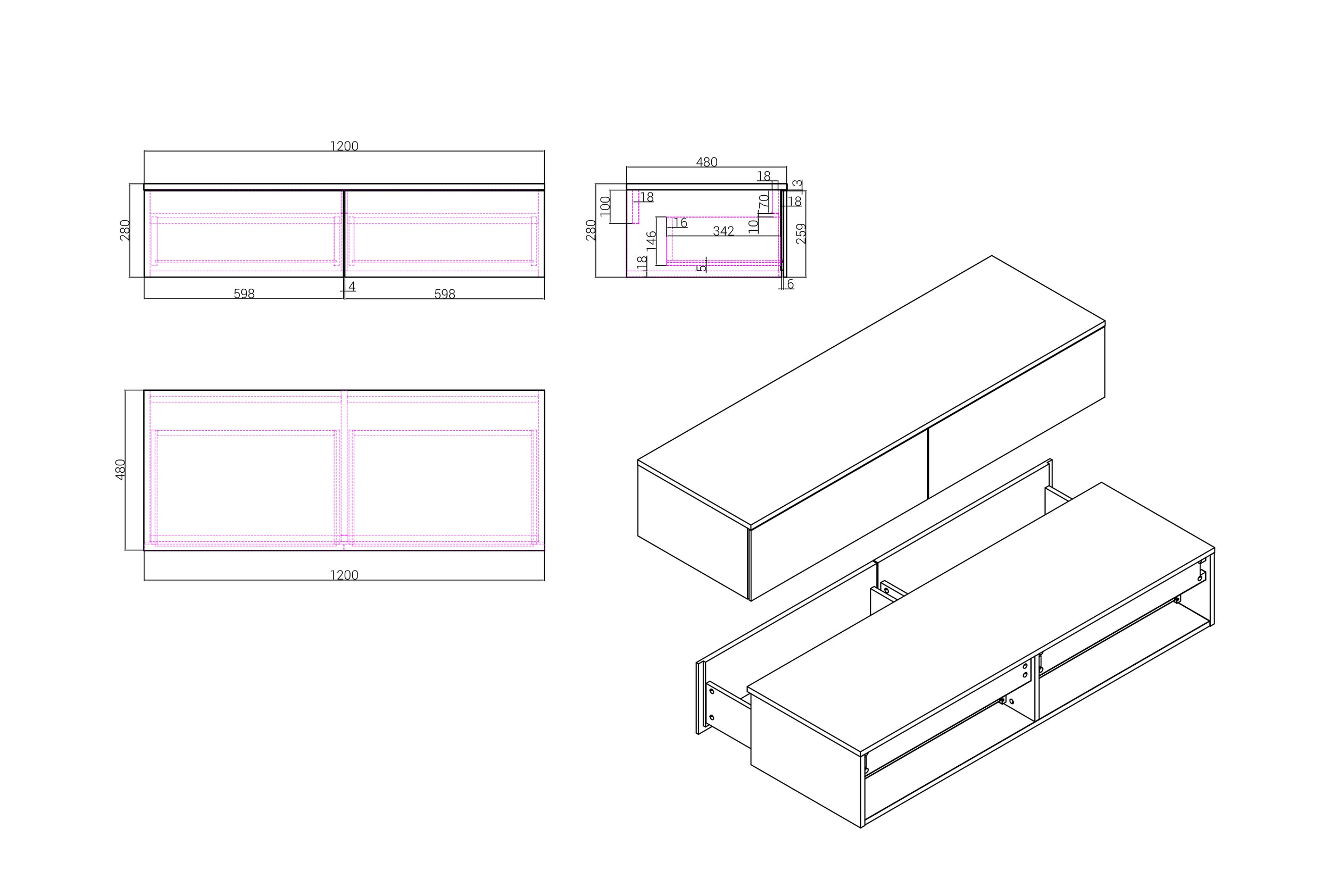 Unidade de lavatório TLB 120-48