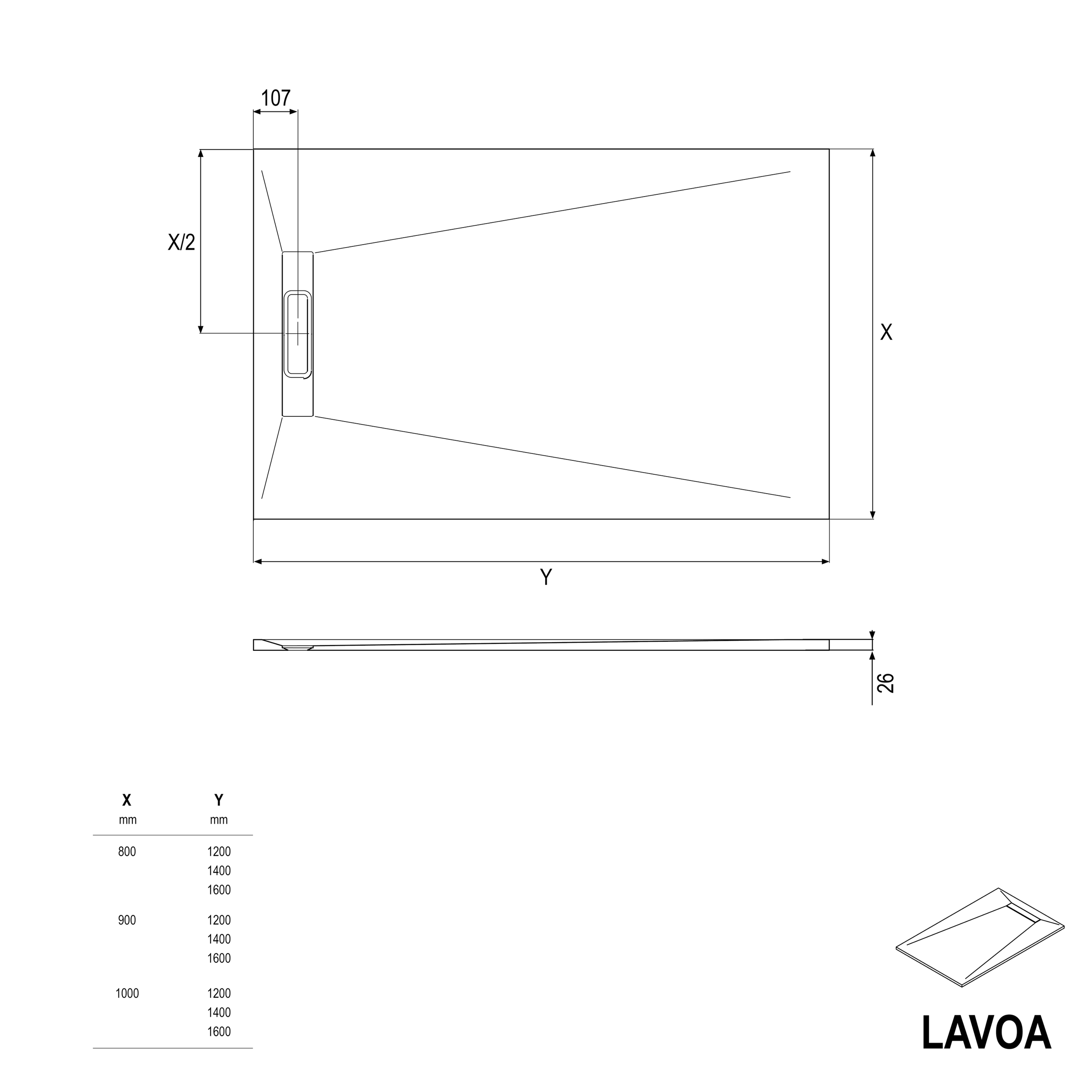 Base de duche plana em ferro fundido LAVOA