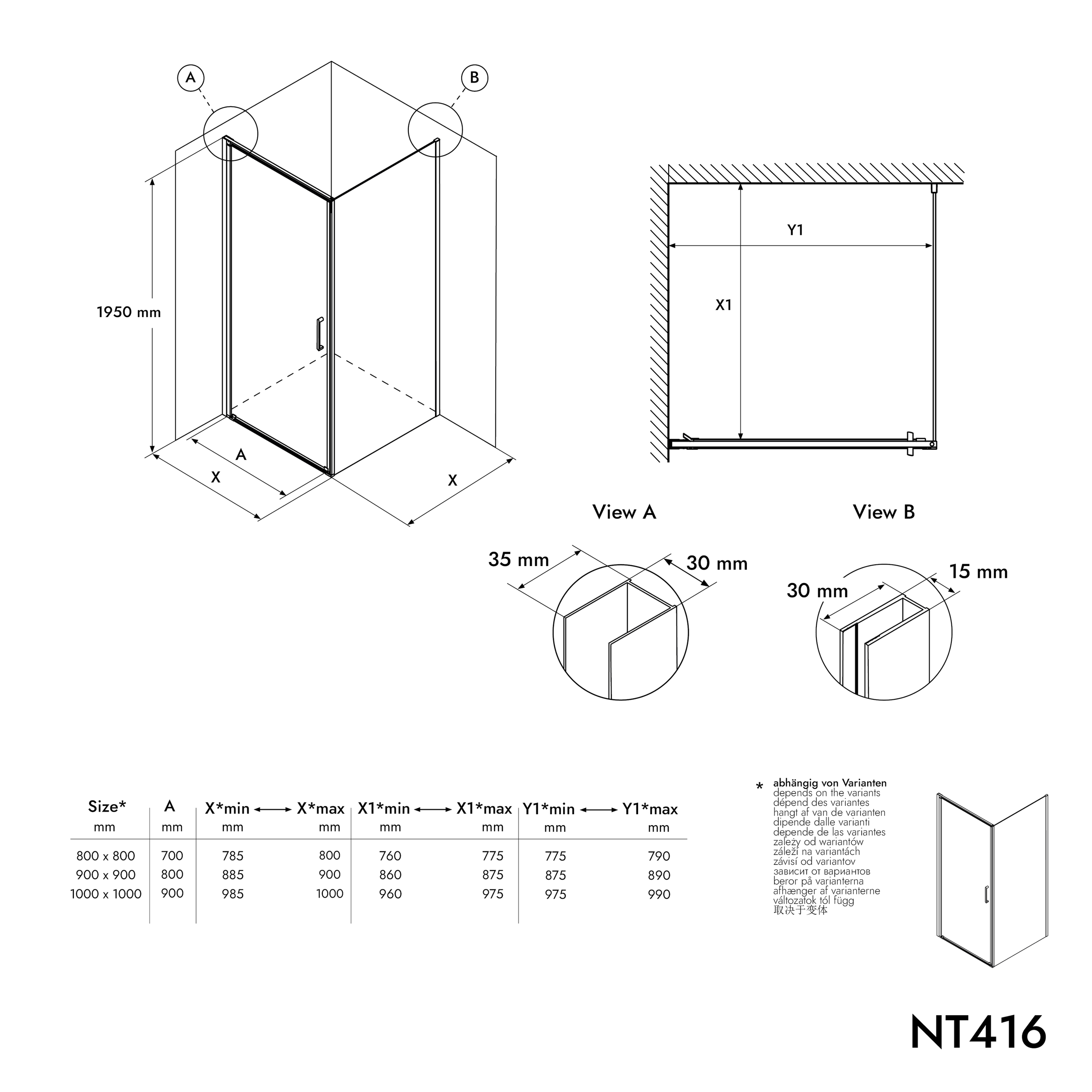 Box de canto com porta de abrir NT416