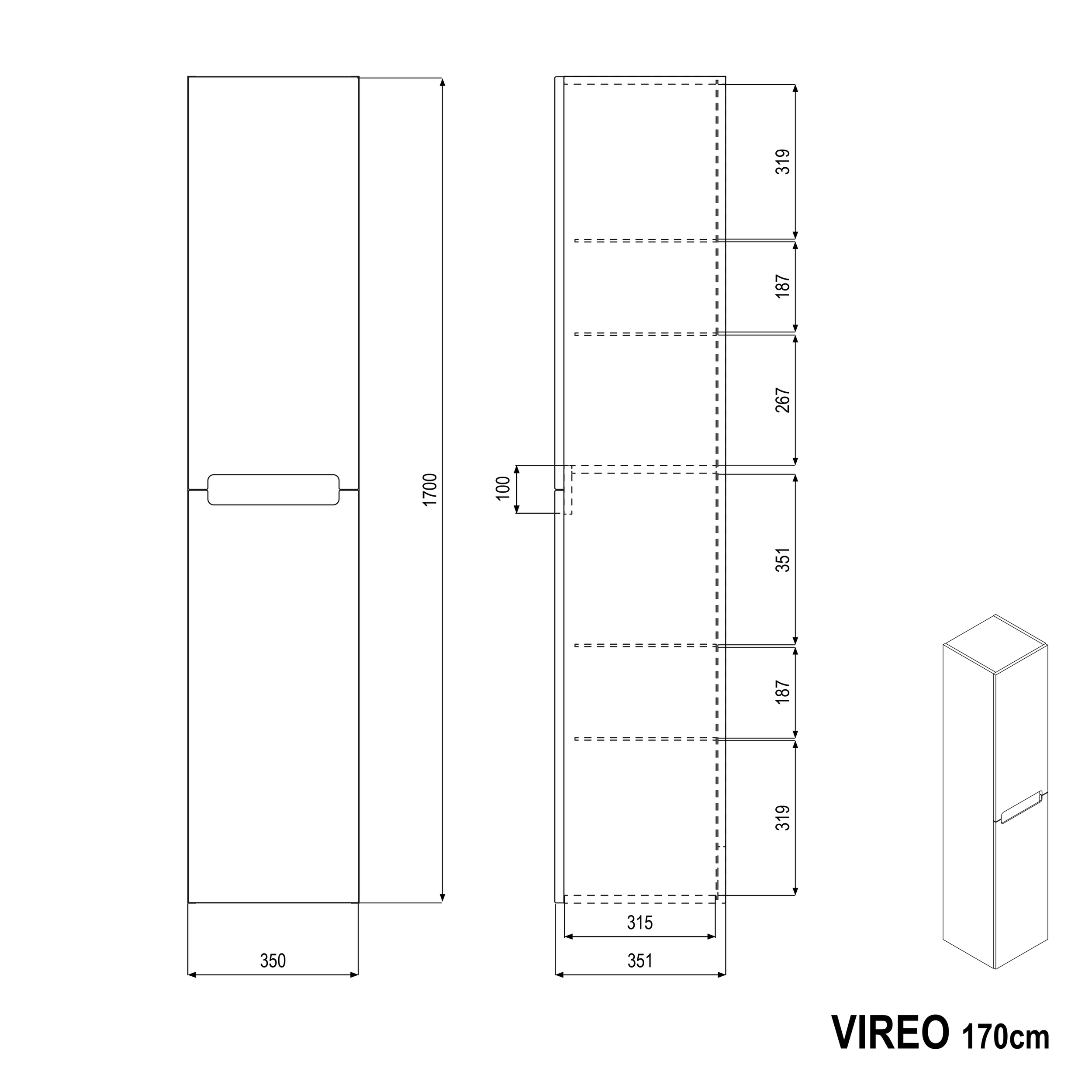 Conjunto de móveis de banheiro VIREO 60 cm com lavatório