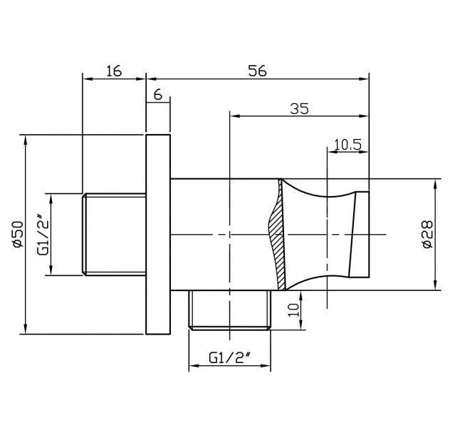 Curva de ligação à parede BA003 com suporte para chuveiro