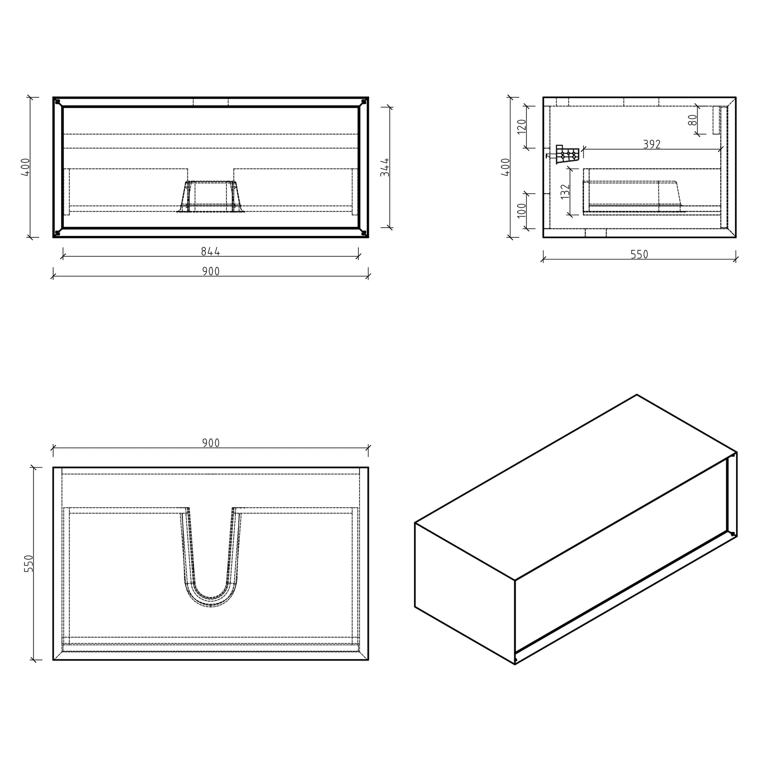 Móvel de toucador Fiona 90 cm
