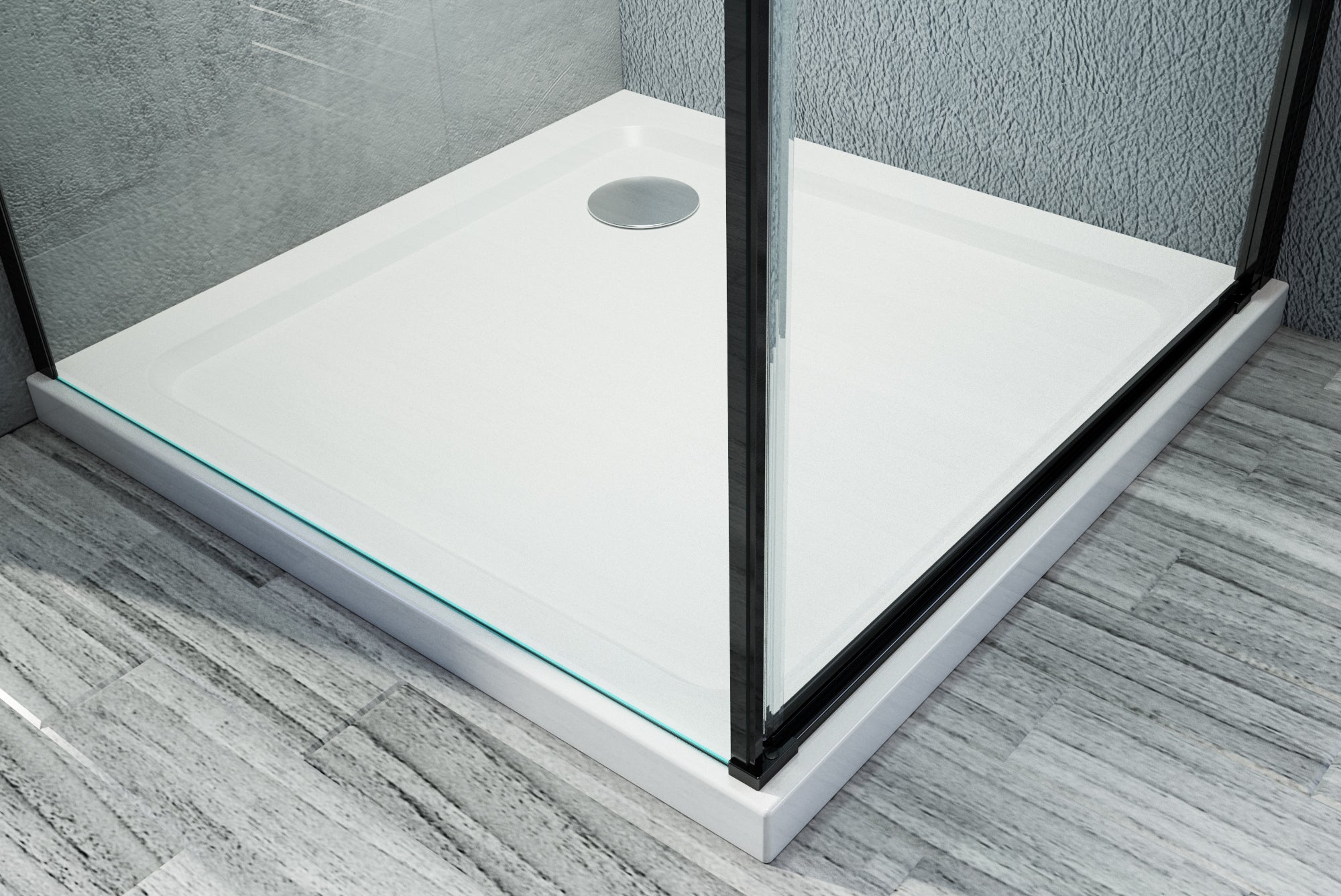 Cabine de duche de canto - vidro nano de 6mm EX416S Preto - 90 x 90 x 195 cm