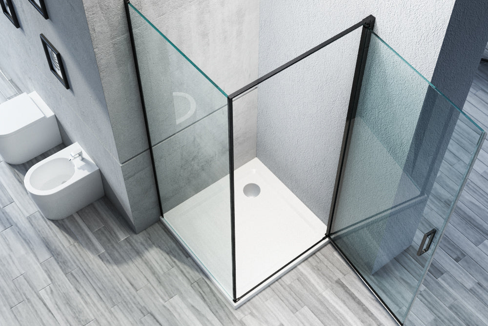Cabine de duche de canto - vidro nano de 6mm EX416S Preto - 90 x 90 x 195 cm