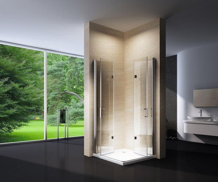 Entrada no canto da cabina de duche EX213 - alçapão - 8 mm Vidro NANO Real - 100 x 100 x 195cm + base de duche