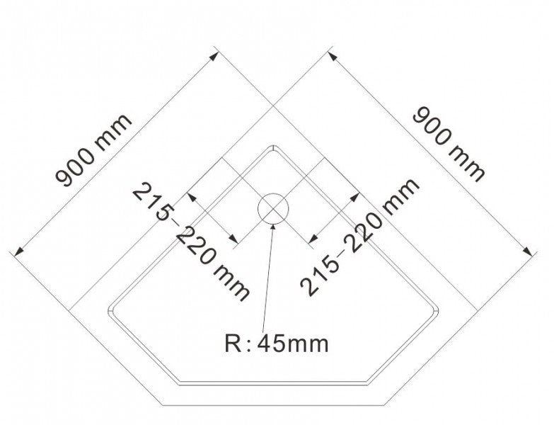 Base de duche Pentagonal 90 x 90 cm incluindo resíduos