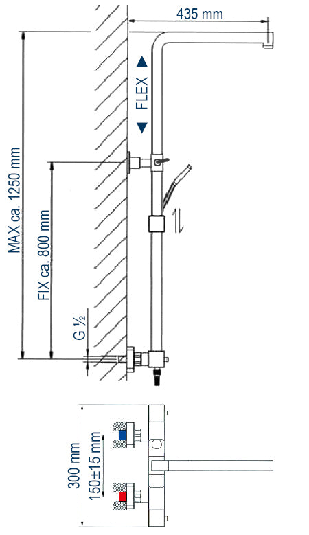 Coluna de duche de design Thermostat 3011 Basic