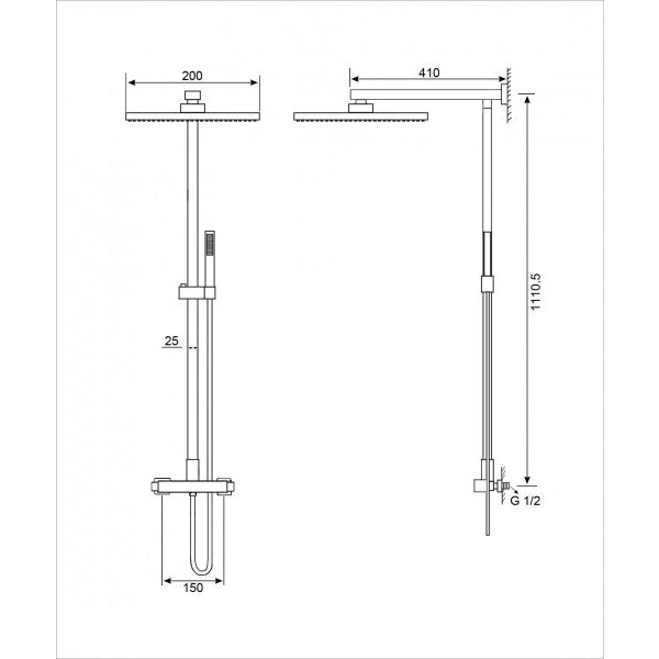 Sistema de duche 8921C Basic com termostato SEDAL