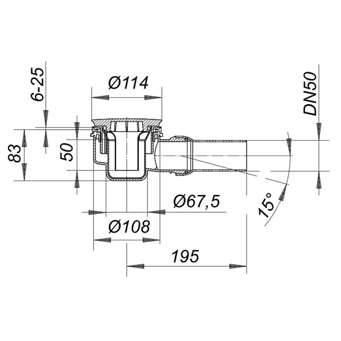 Ralo para base de duche Dallmer ORIO 85 mm altura