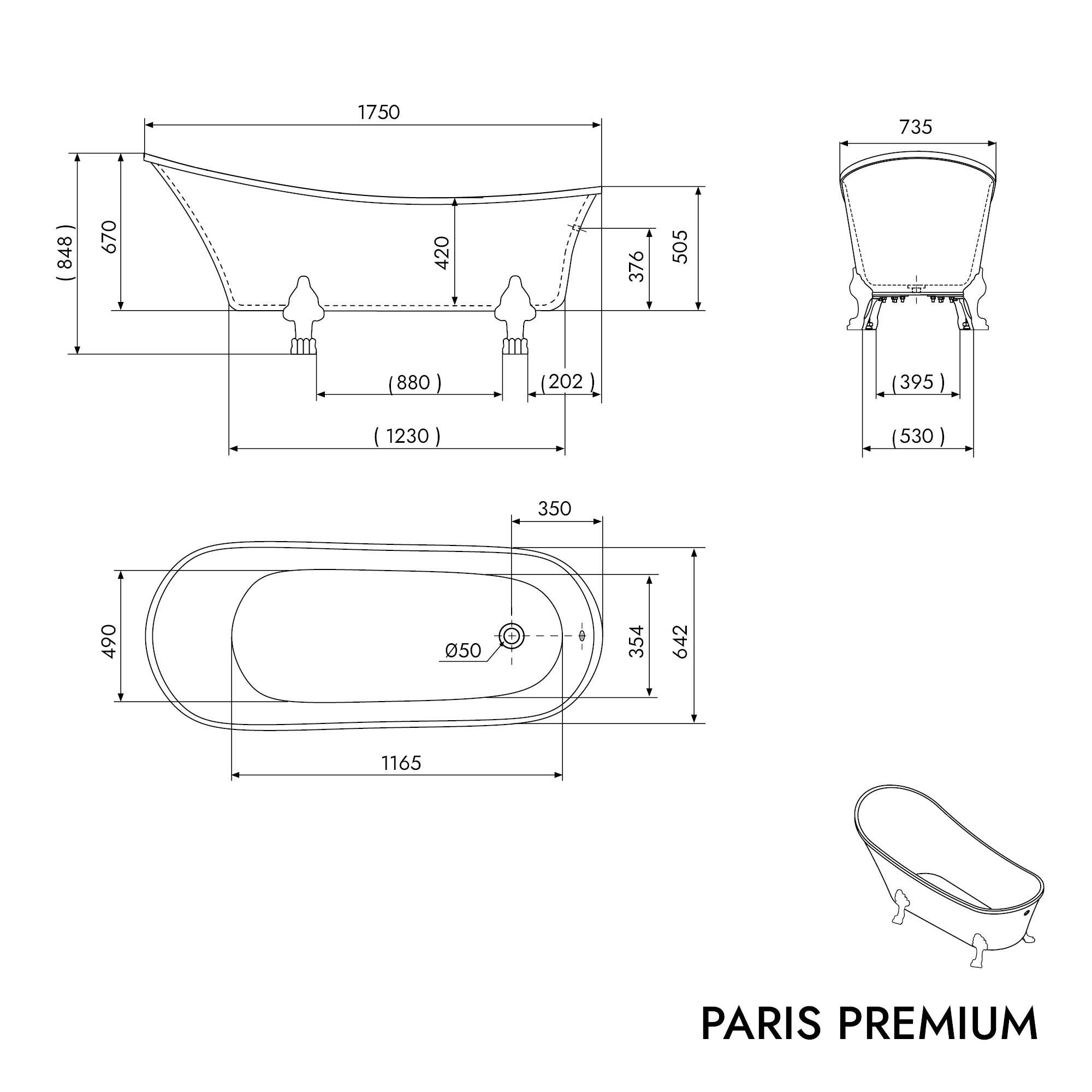Banheira independente PARIS PREMIUM