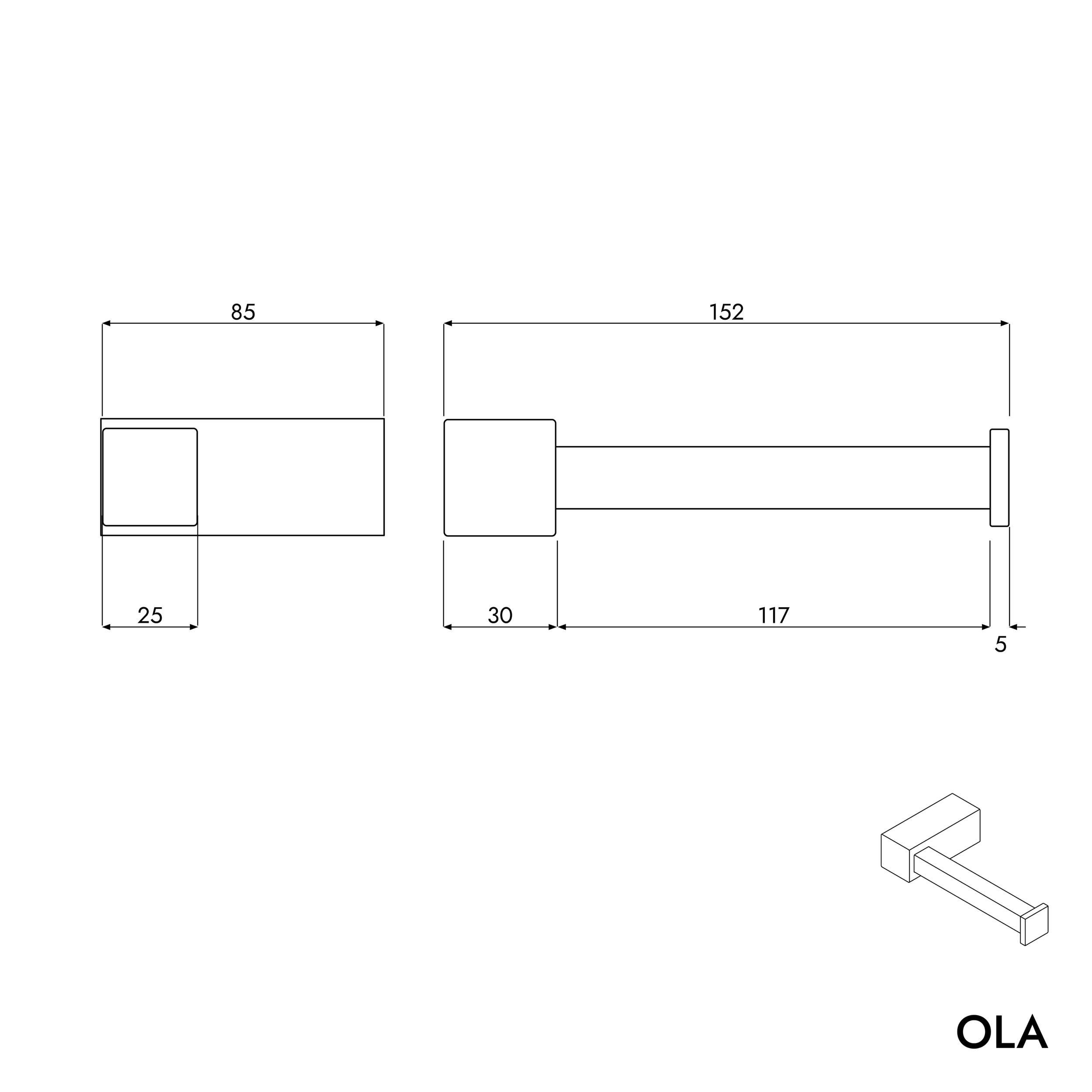 Suporte para rolos de papel OLA - com prateleira