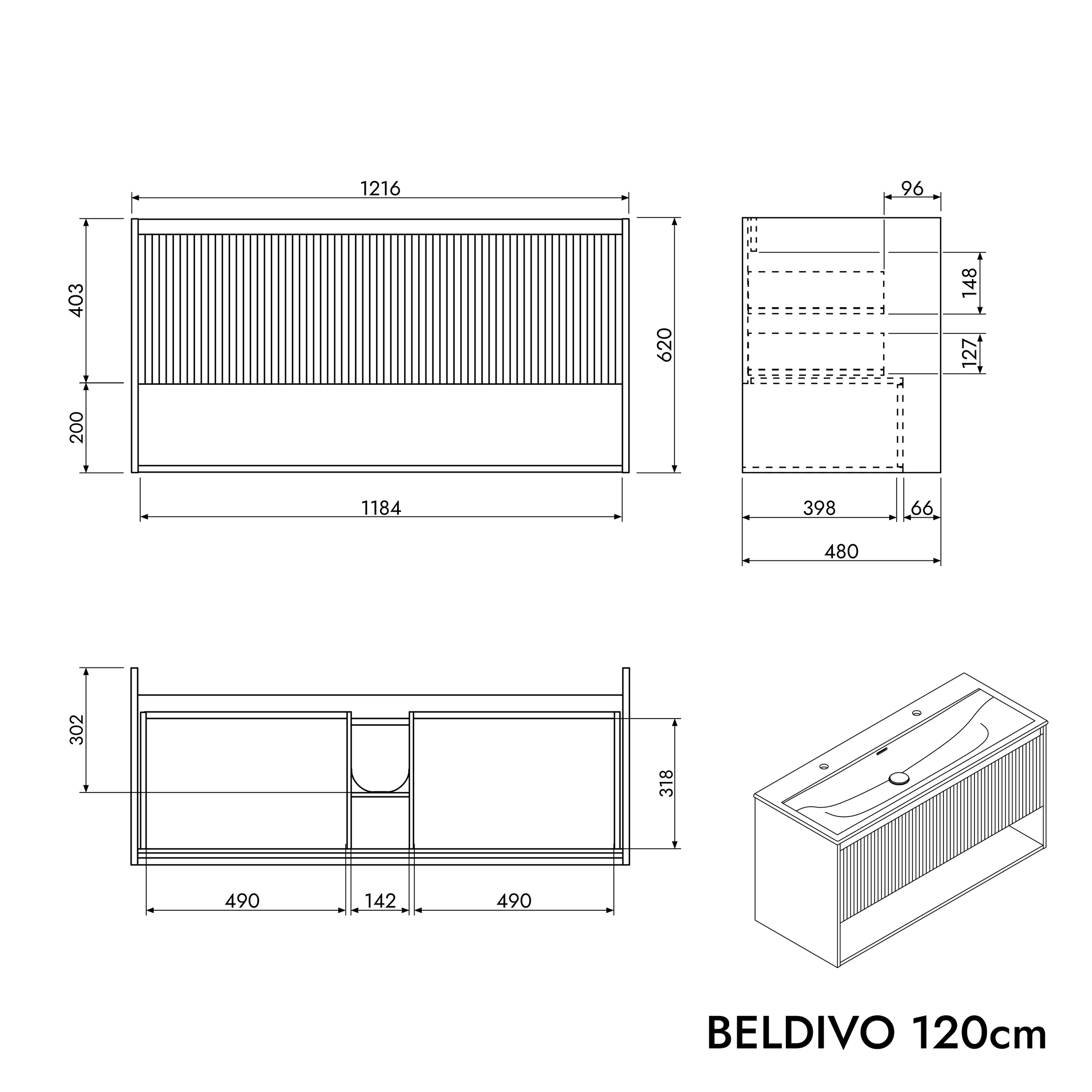 Conjunto de móveis de banheiro BELDIVO 120 cm
