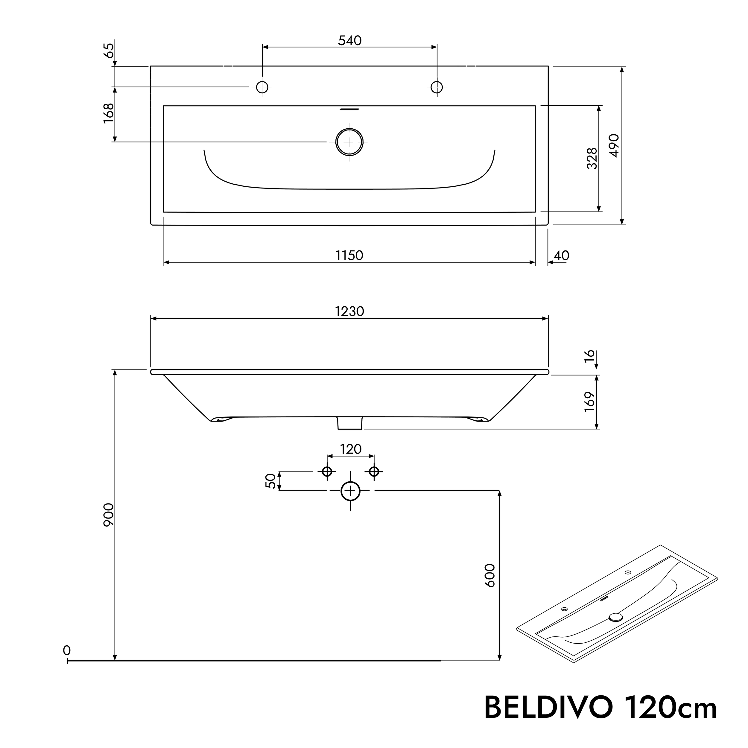 Conjunto de móveis de banheiro BELDIVO 120 cm