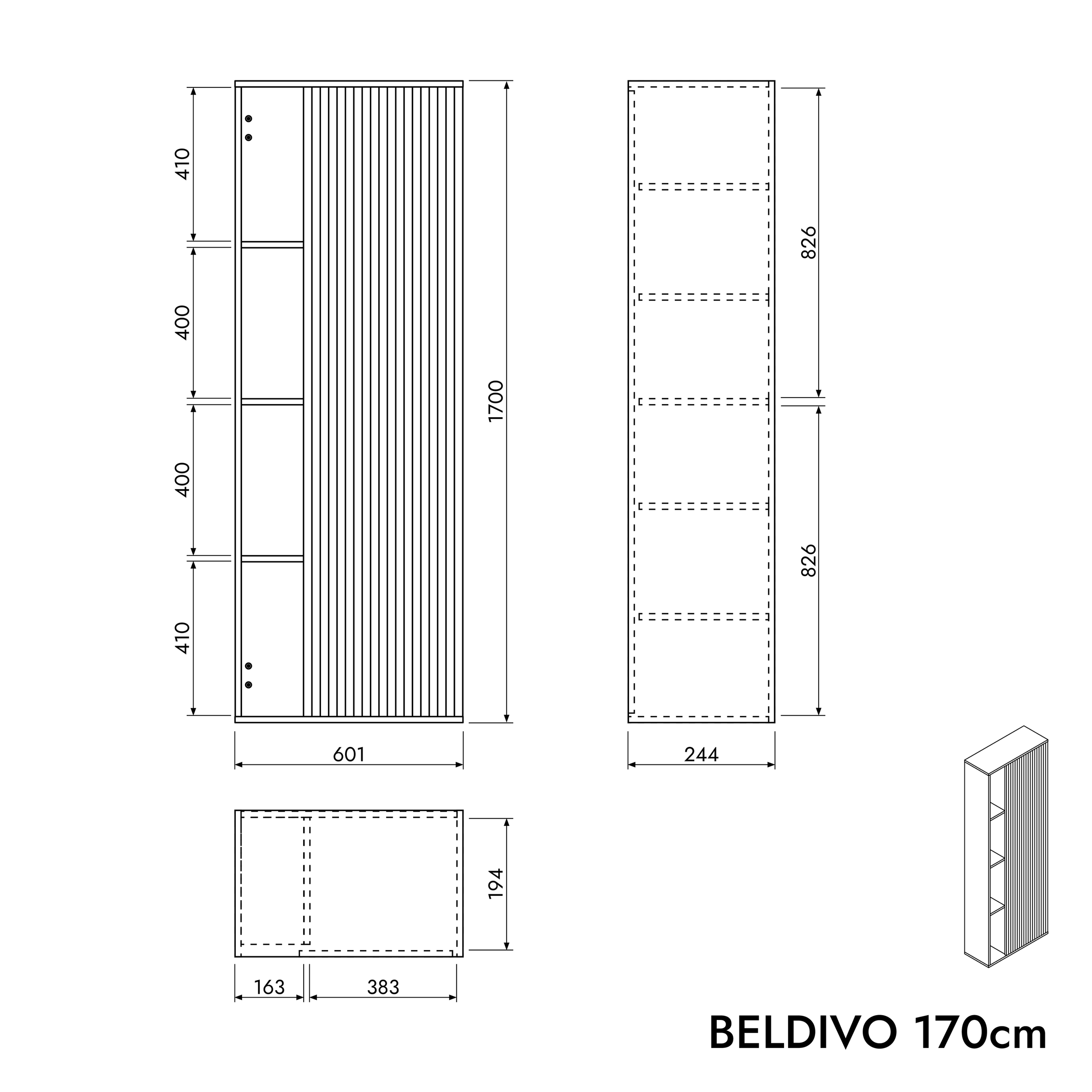 Armário alto BELDIVO 170 cm