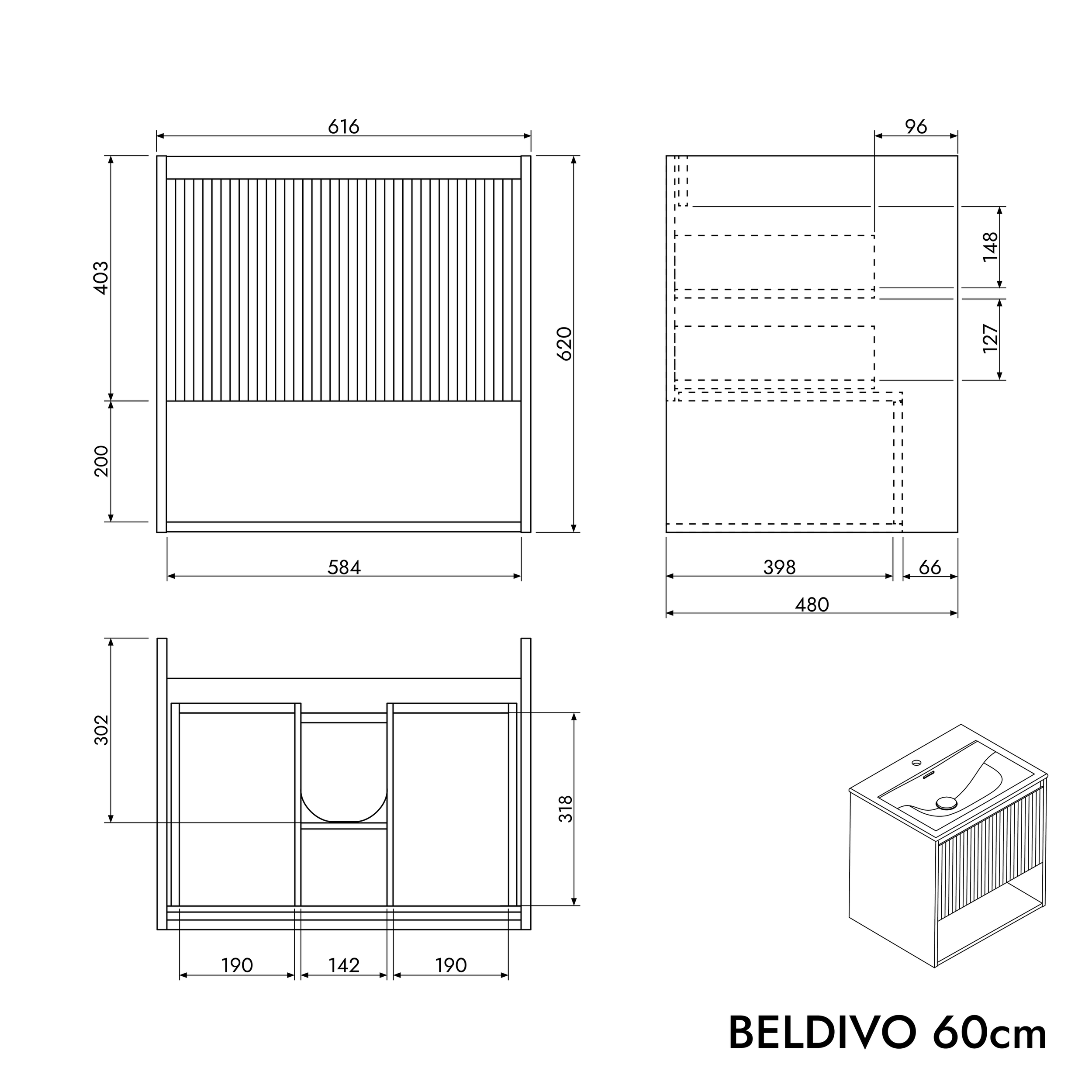 Lavatório Duravit com toucador BELDIVO 60 cm