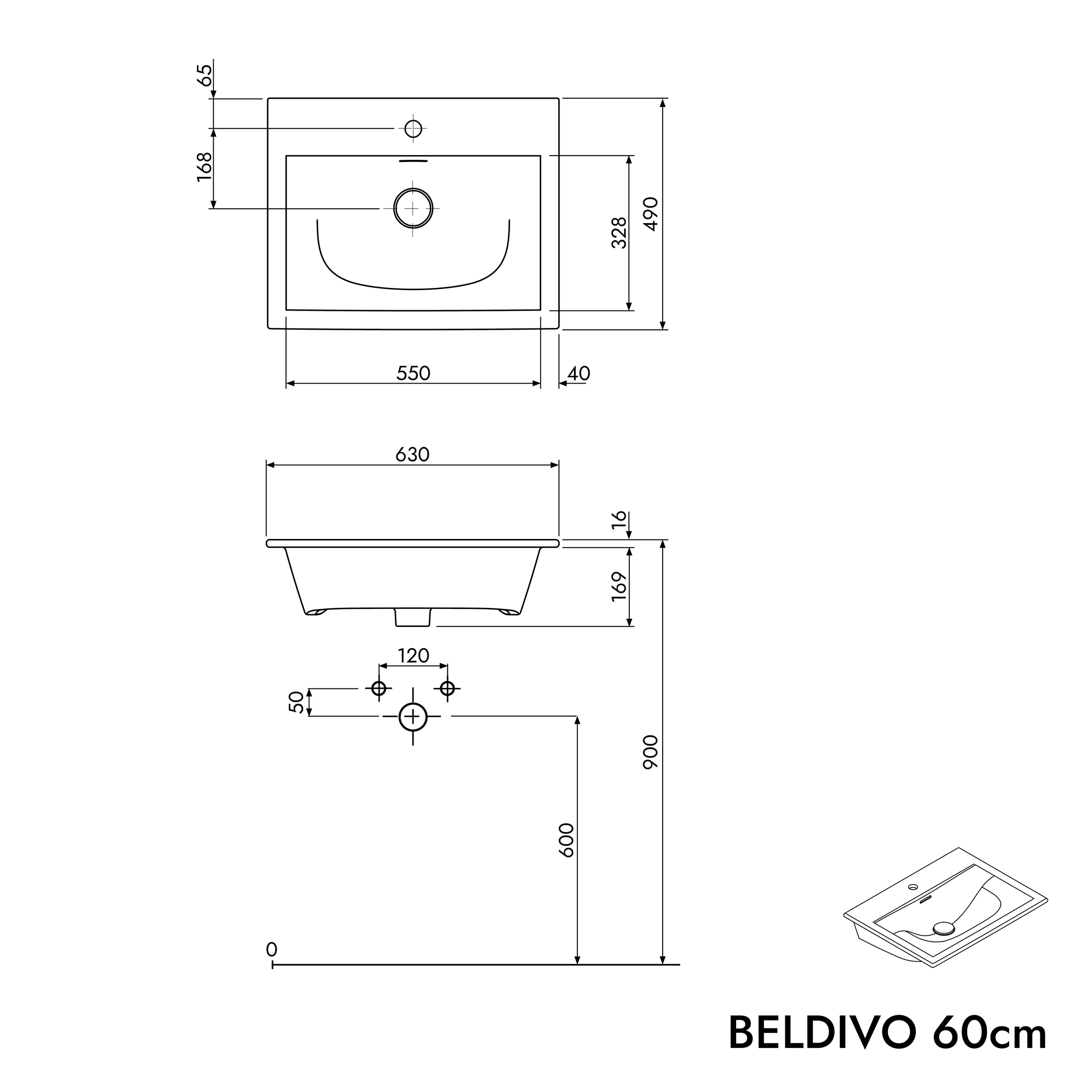 Lavatório Duravit com toucador BELDIVO 60 cm