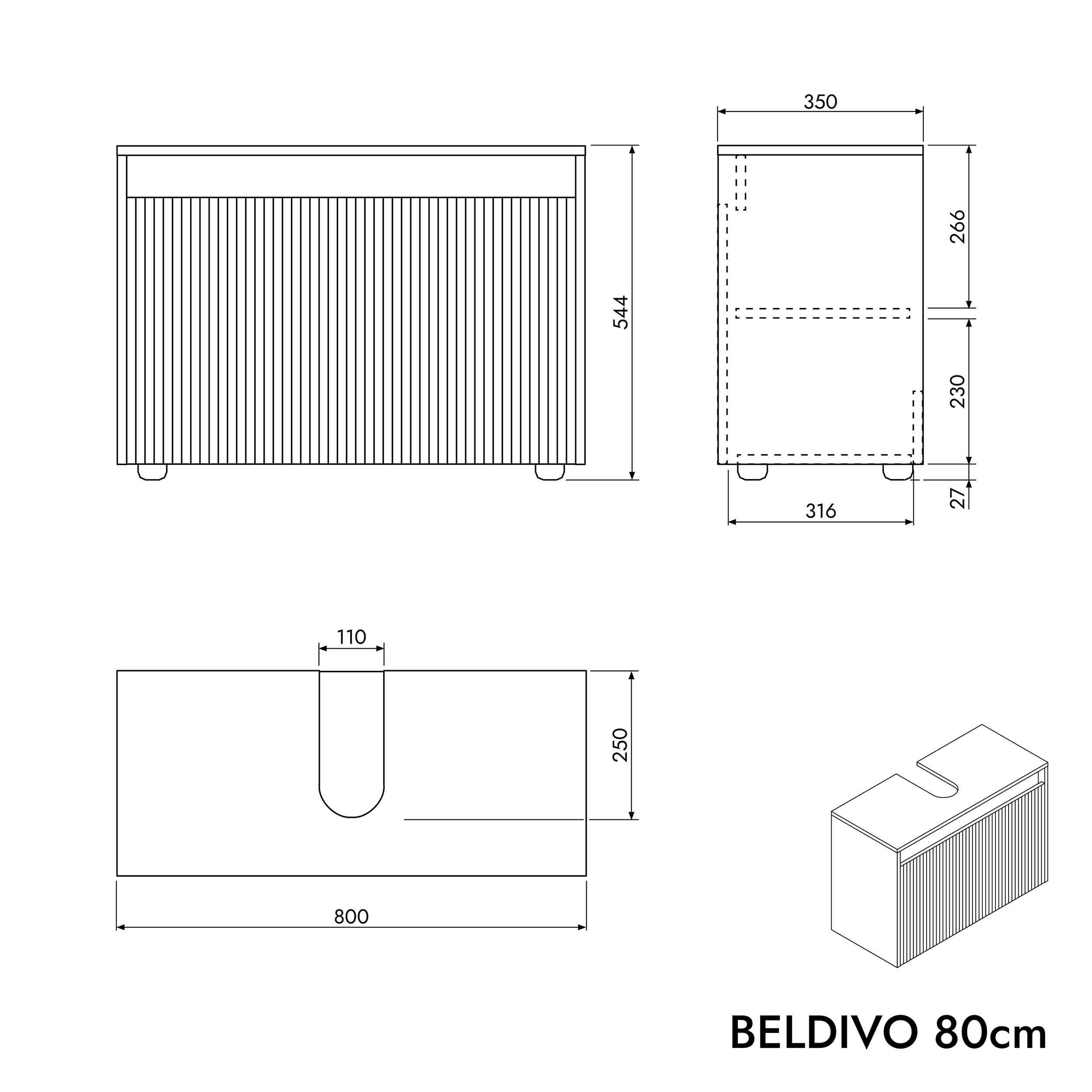 Armário de casa de banho BELDIVO 80 cm