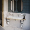 Lavatório de bancada / Lavatório de parede BS6001 - branco - mármore fundido - 120cm