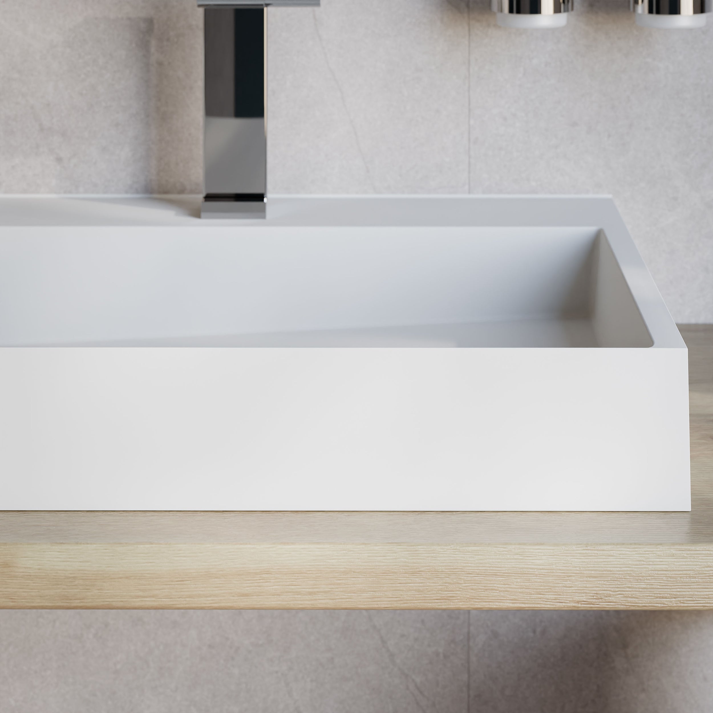 Lavatório de bancada / Lavatório de parede BS6001 - branco - mármore fundido - 120cm