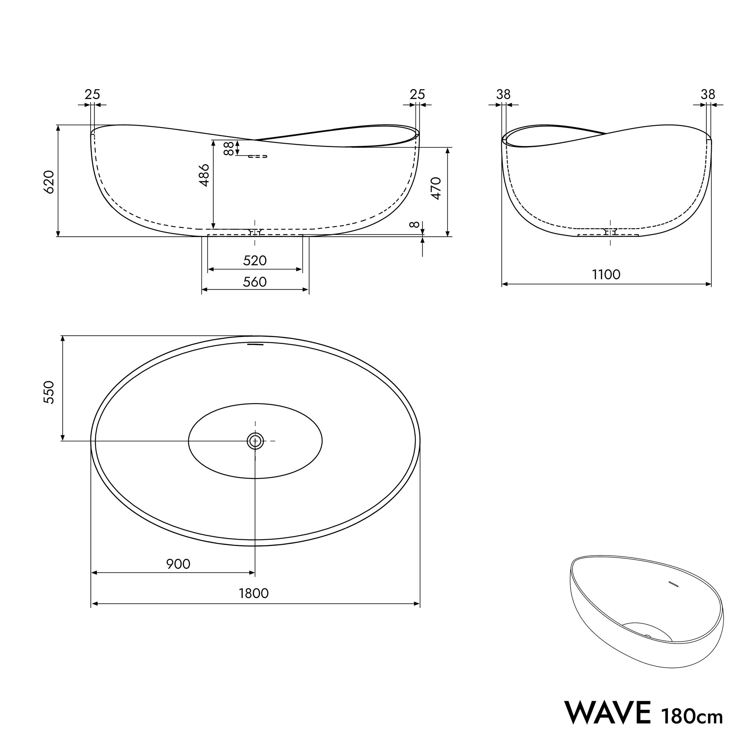 Banheira independente WAVE STONE