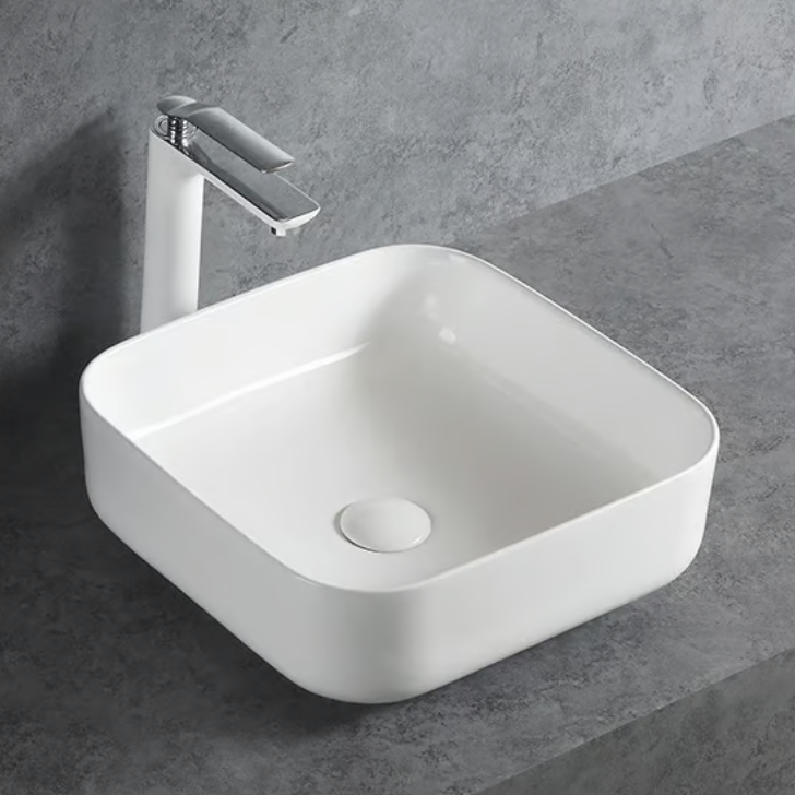 Lavatório de bancada KW6134 em cerâmica sanitária - 38,5 x 38,5 x 13,5 cm - cor opcional