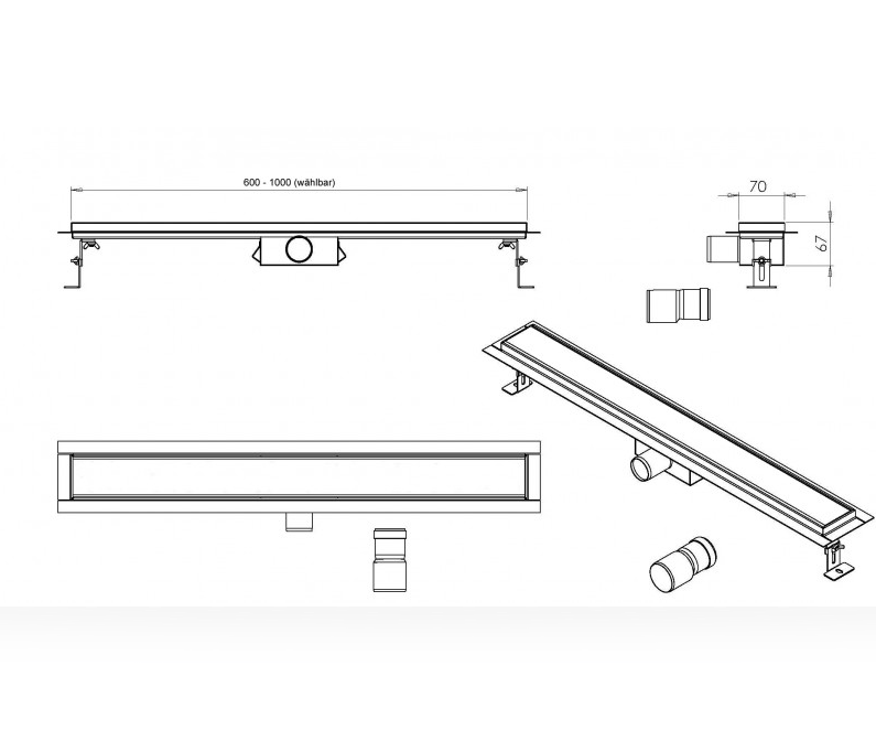 Canaleta de chuveiro em aço inoxidável GT02