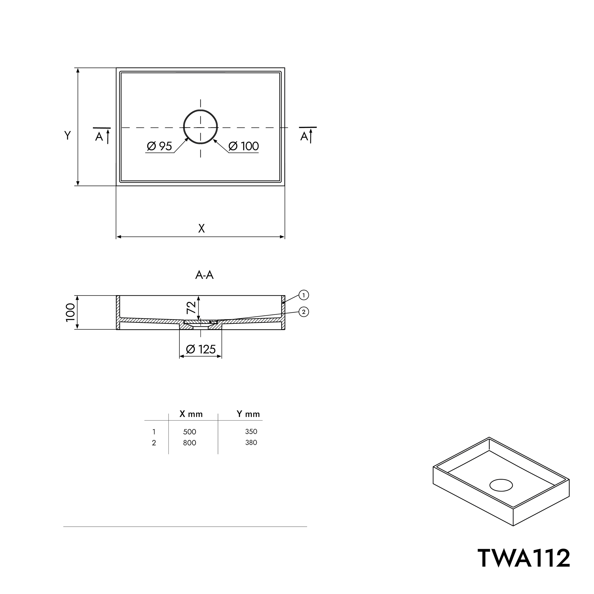 Lavatório de bancada TWA112