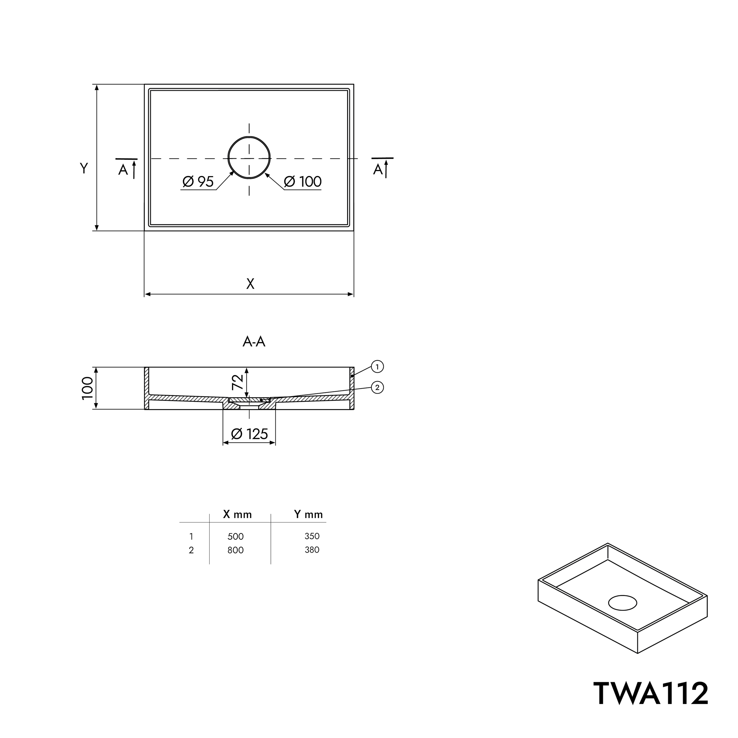 Lavatório de bancada TWA112